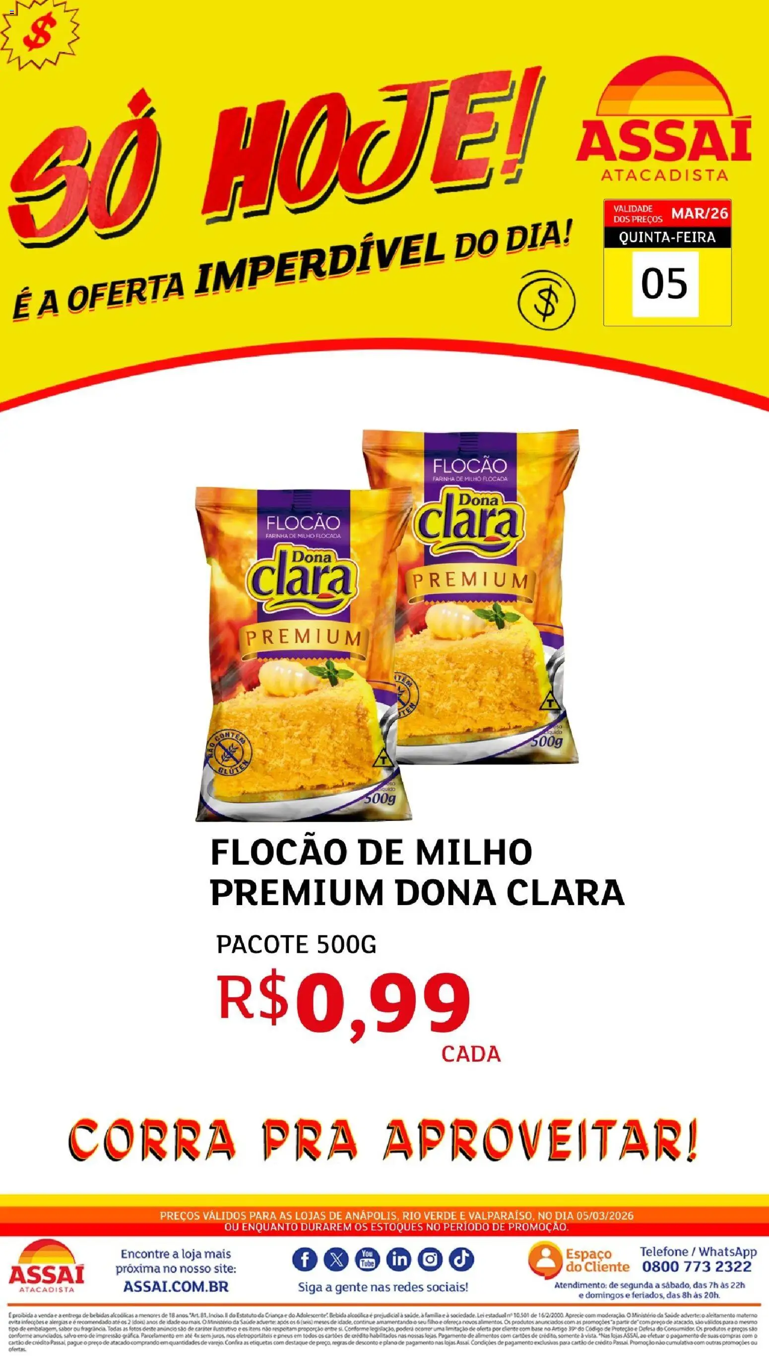 Assaí Atacadista Folheto - válido de 05.03.2026 | Página: 1 | Produtos: Pneus, Base, Bebida, Telefone