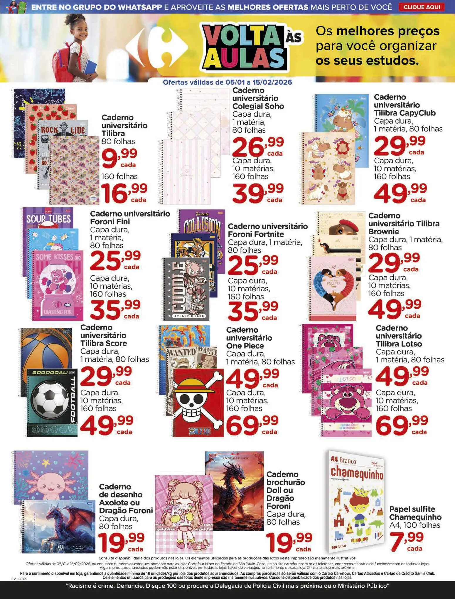 Carrefour Folheto - válido de 05.01.2026 | Página: 3 | Produtos: Papel sulfite, Caderno