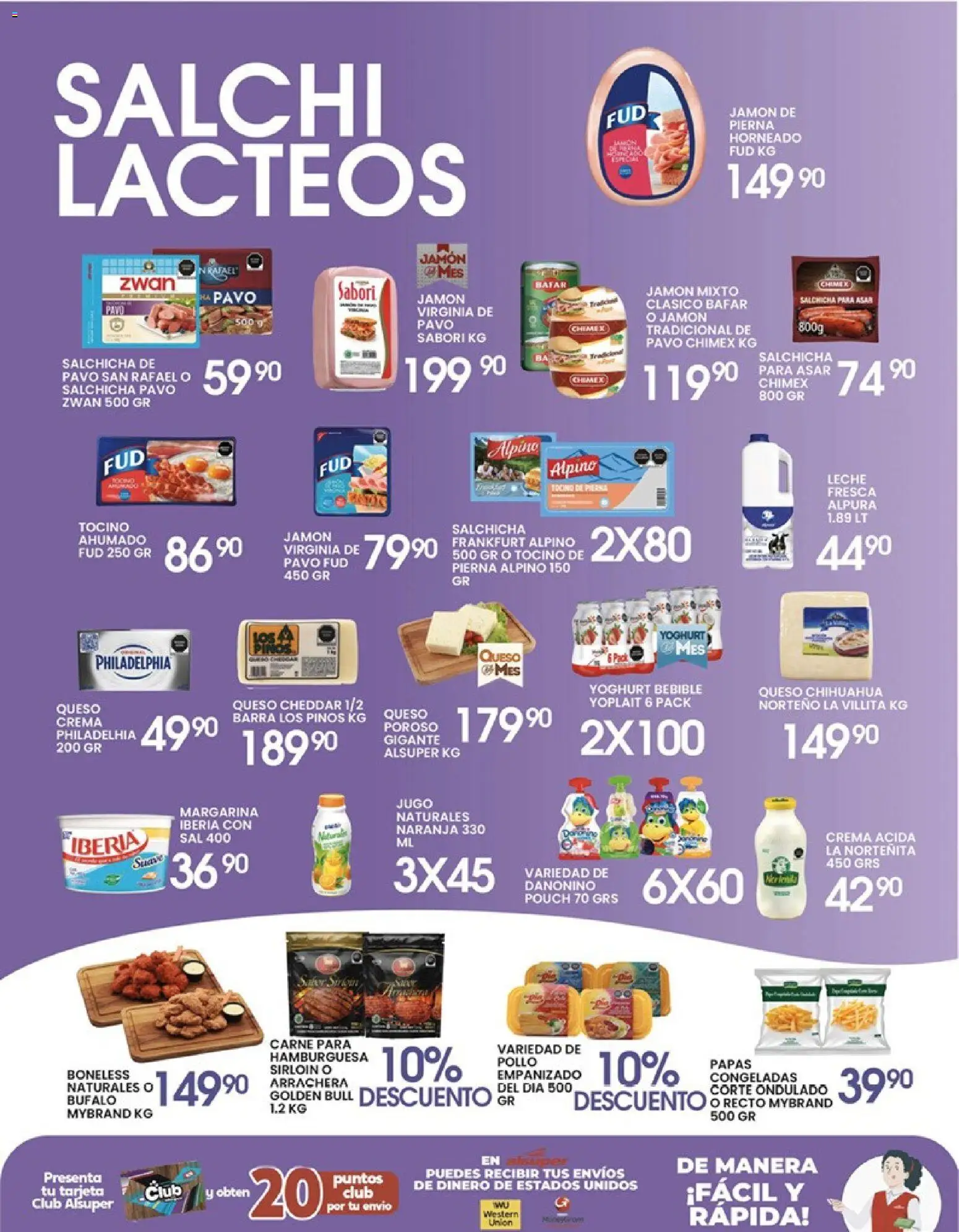 Nuevas ofertas de Alsuper válidas en toda la República Mexicana desde el 24.04.2026. ¡Encuentra las mejores ofertas en Alsuper folleto Saltillo! | Página: 3 | Productos: Queso, Jamón, Margarina, Barra