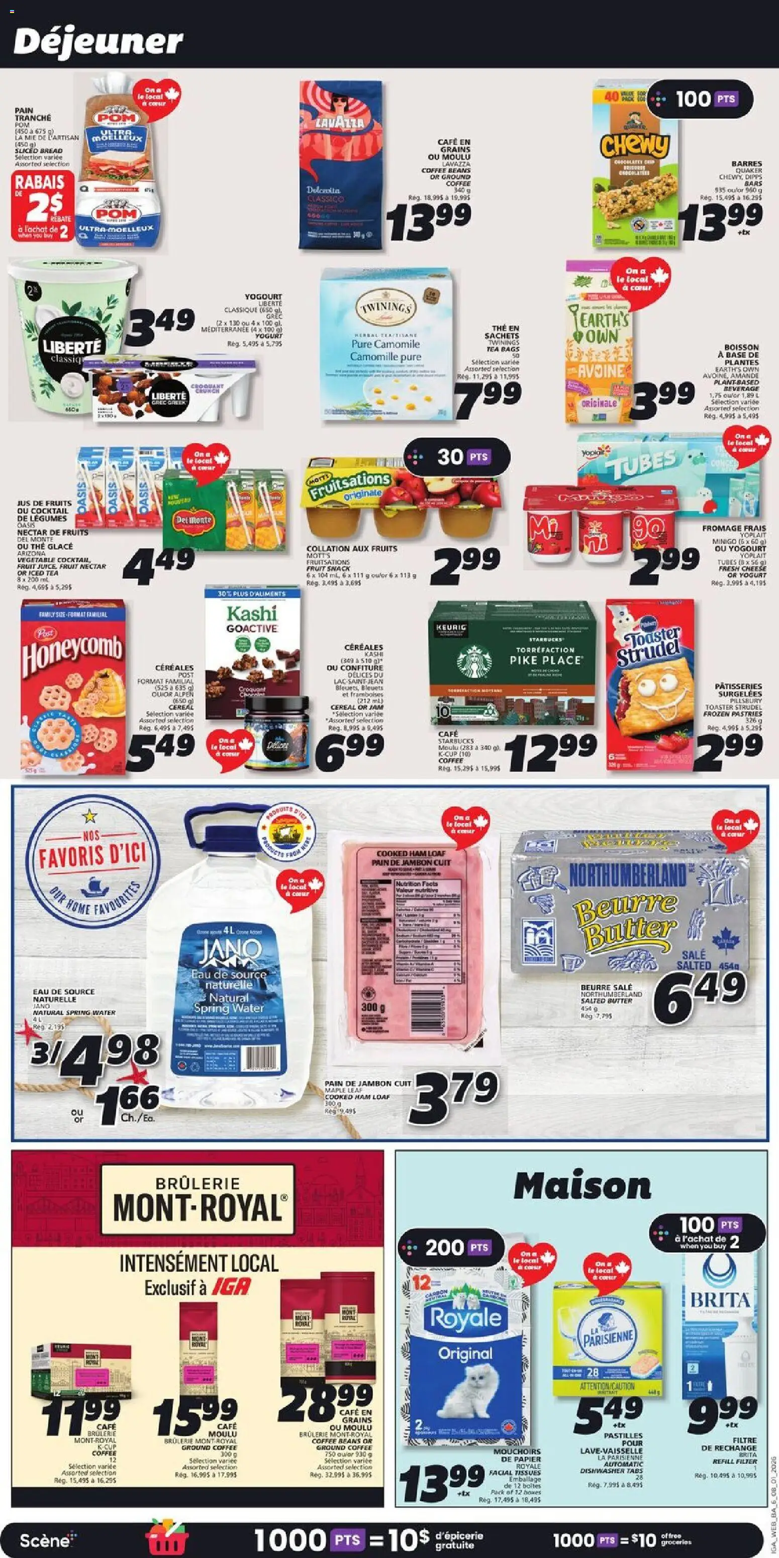IGA flyer valid from 08.01.2026 | Page: 8 | Products: Tea, Dishwasher, Cheese, Ham