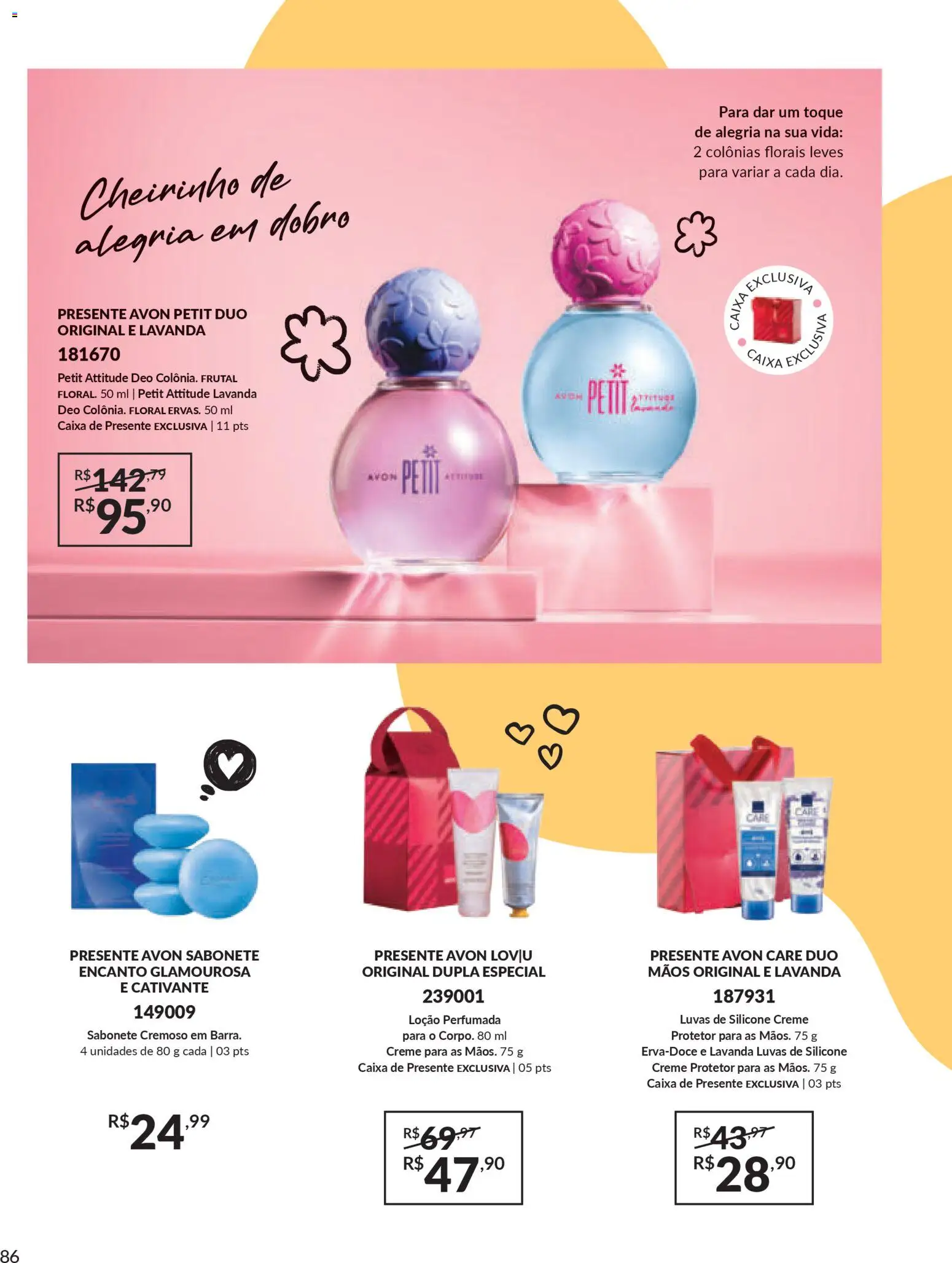 Avon Folheto - válido de 18.02.2026 | Página: 86 | Produtos: Caixa, Creme, Sabonete, Luvas