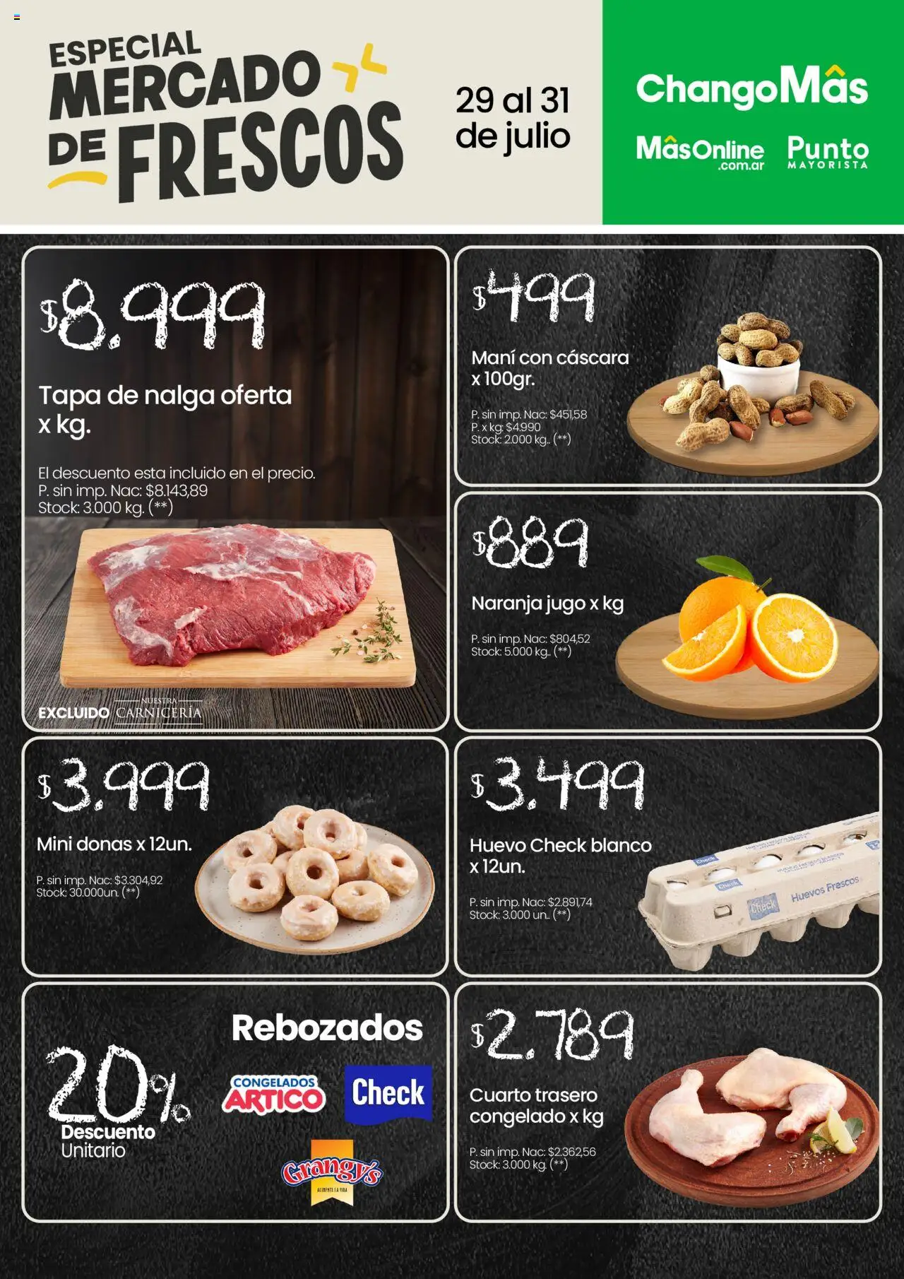 Changomas Mercado de Frescos │ válido desde el 29.07.2025 | Página: 1 | Productos: Mani, Huevo, Huevos, Jugo
