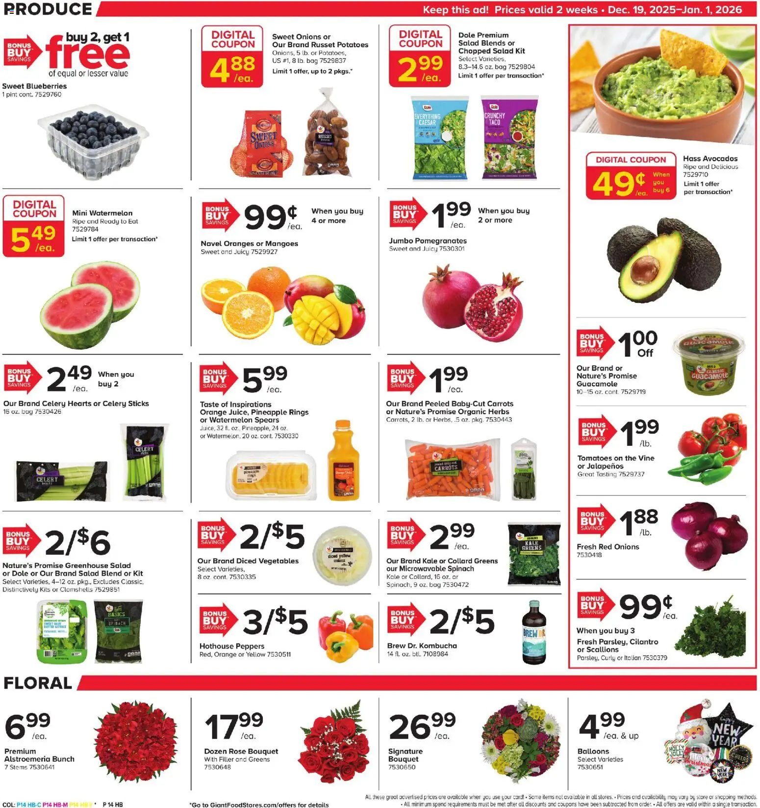 Giant Weekly Ad - valid from 19.12.2025 | Page: 12 | Products: Peppers, Pineapple, Blueberries, Onion