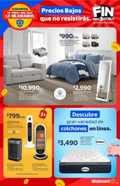 Vista previa de Walmart Buen Fin , nuevo folleto de la tienda, válido en México a partir del 06.11.2025 | Página: 16 | Productos: Sofá, Juego, Colchón, Calefactor