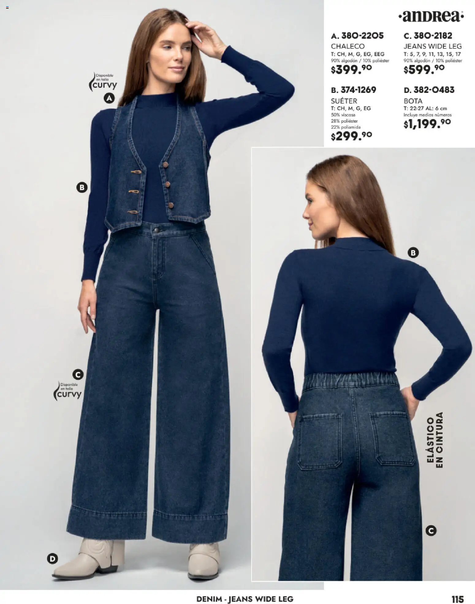 Nuevas ofertas de Andrea válidas en toda la República Mexicana desde el 26.11.2025. ¡Encuentra las mejores ofertas en Andrea catálogo Vestir! | Página: 115 | Productos: Suéter, Chaleco, Algodón