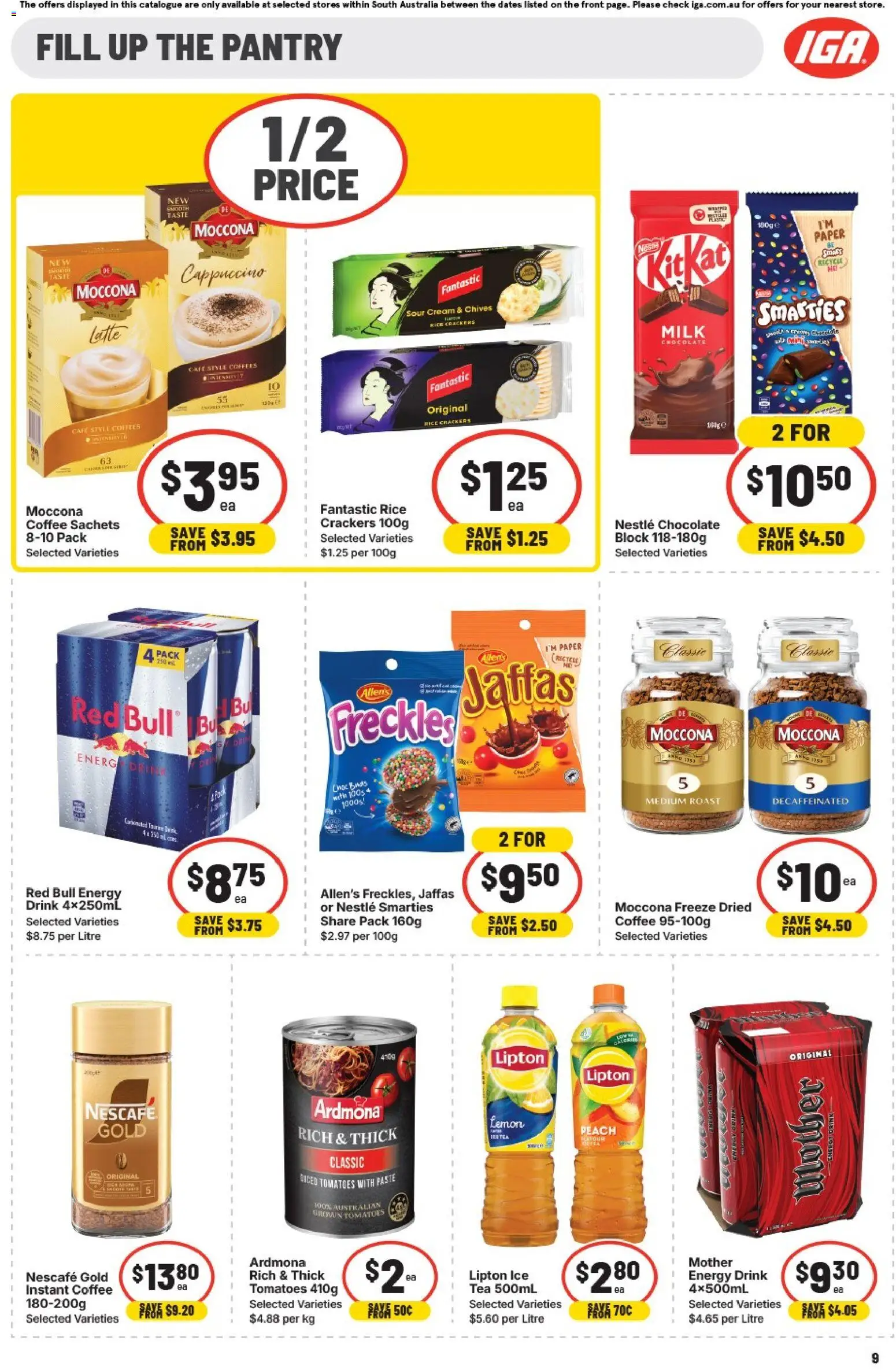 IGA catalogue - valid from 31.12.2025 | Page: 9 | Products: Energy drink, Chicken, Water, Salt