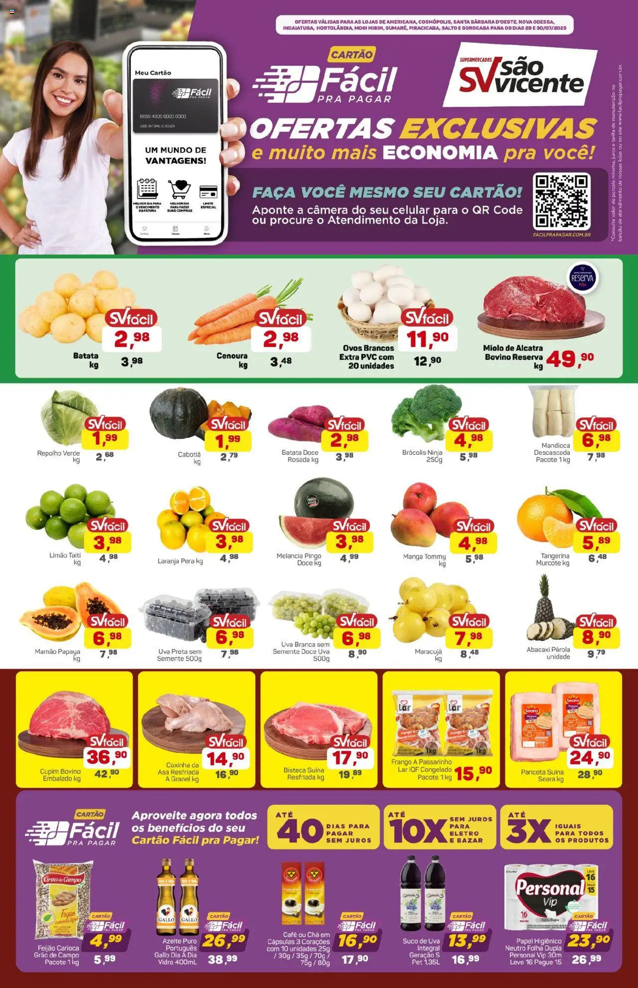 Supermercados São Vicente Folheto - válido de 29.07.2025 | Página: 1 | Produtos: Alcatra, Ovos, Abacaxi, Cenoura