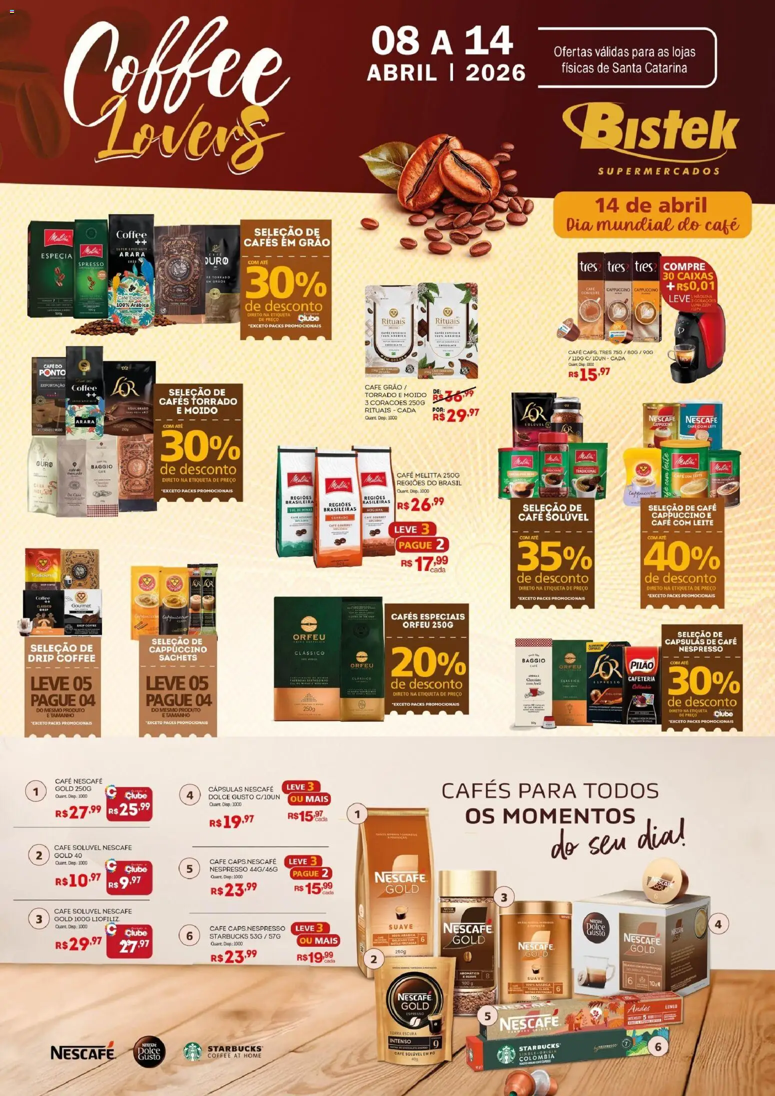 Bistek Supermercados Folheto - válido de 08.04.2026 | Página: 1 | Produtos: Cará, Pó, Café, Café solúvel