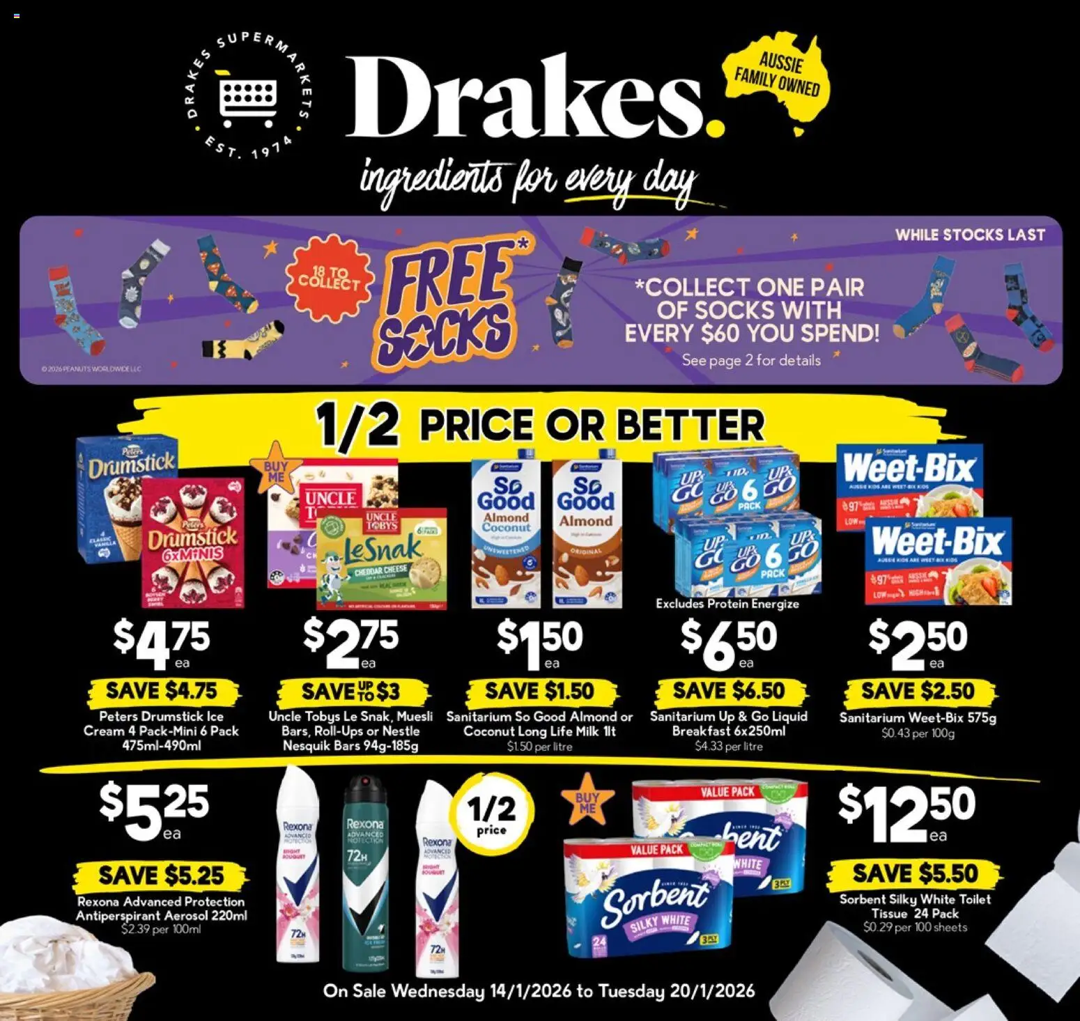 Drakes catalogue - valid from 14.01.2026 | Page: 21 | Products: Milk, Cheese, Peanuts, Cream