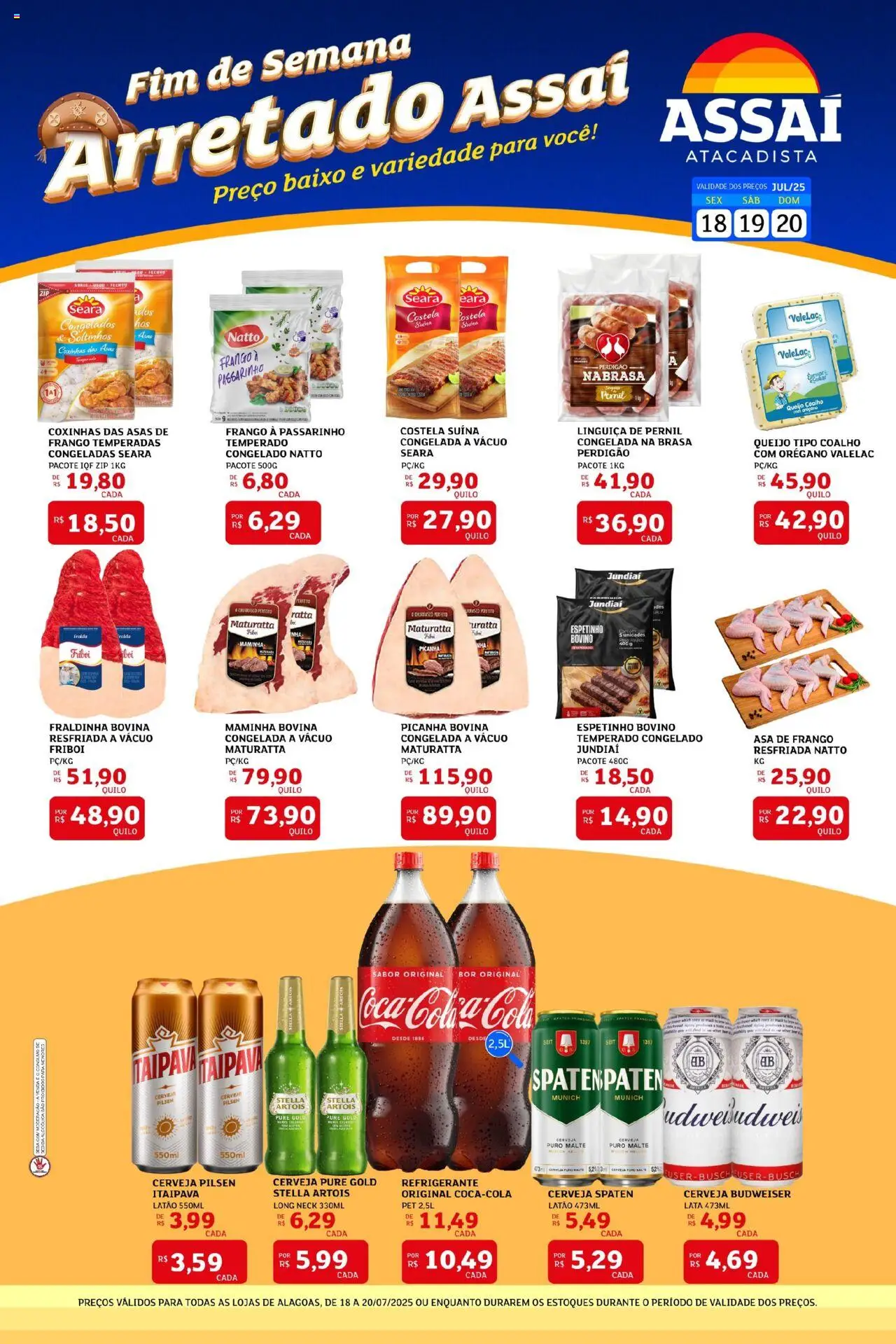 Assaí Atacadista Folheto - válido de 18.07.2025 | Página: 1 | Produtos: Linguiça, Queijo coalho, Orégano, Frango