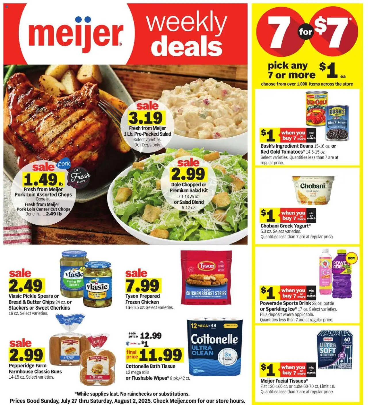 Meijer Weekly Ad - valid from 27.07.2025 | Page: 1 | Products: Bath, Butter, Yogurt, Dill
