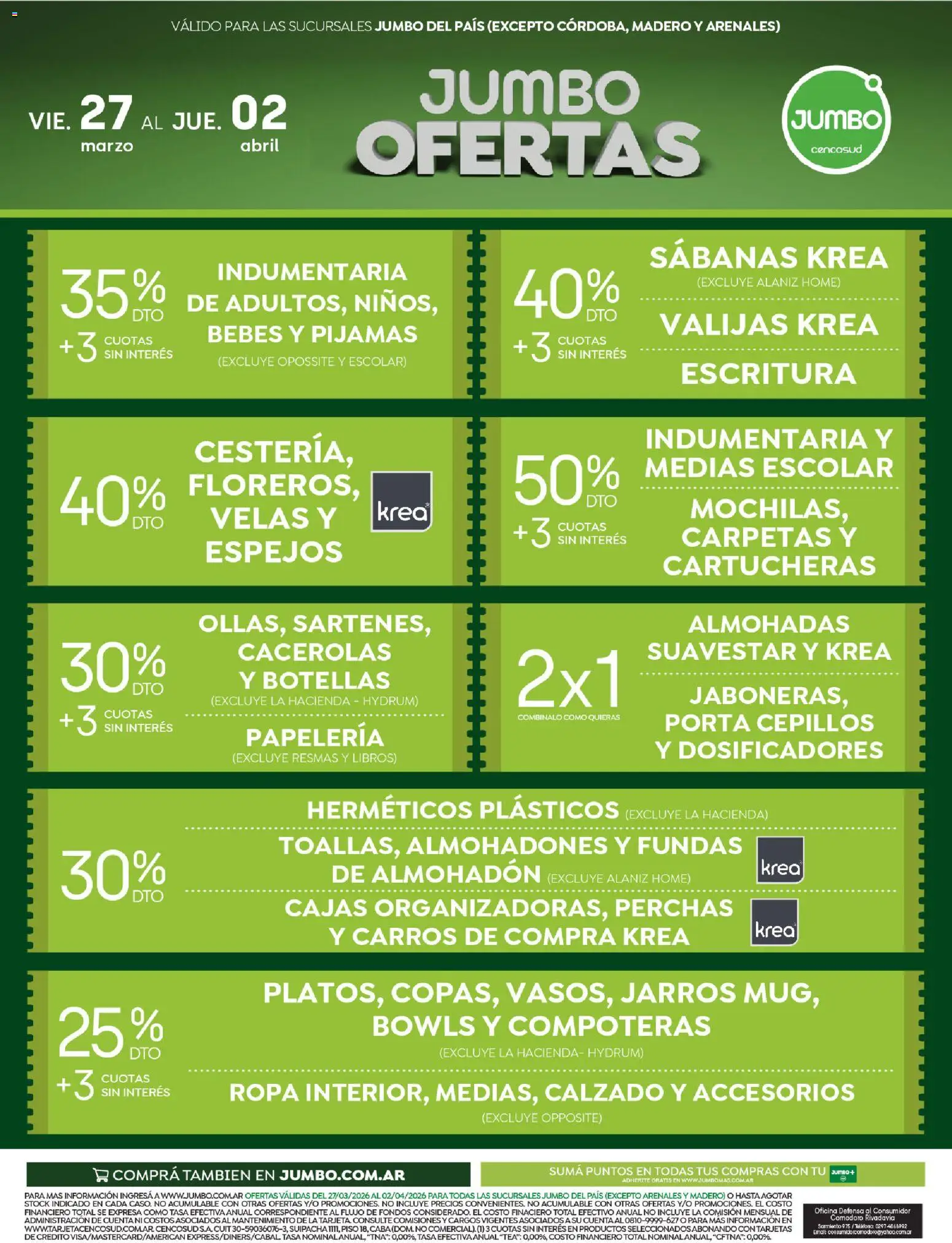 Jumbo - Ofertas | Electro y Hogar │ válido desde el 27.03.2026 | Página: 2 | Productos: Teléfono, Sabanas, Almohadon, Ropa