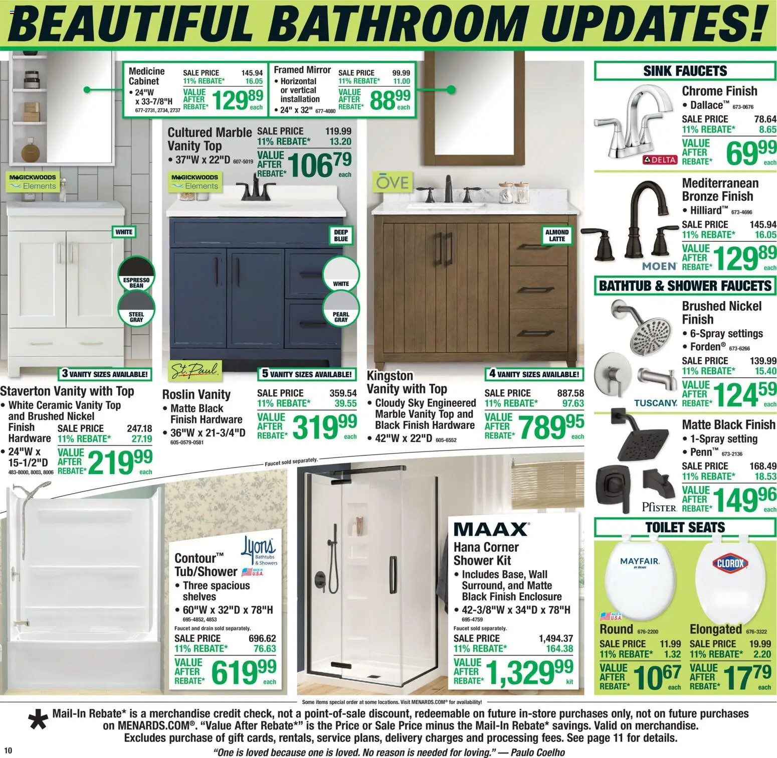 Menards Weekly Ad - valid from 09.04.2026 | Page: 16 | Products: Shower, Mirror, Bathtub