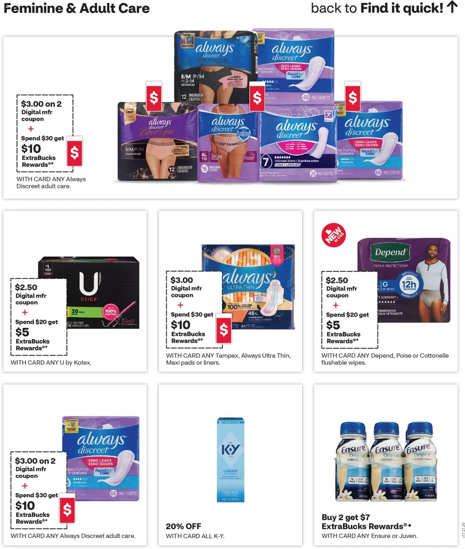 CVS Pharmacy Weekly Ad - valid from 16.11.2025 | Page: 8 | Products: Pads, Tampons, Underwear