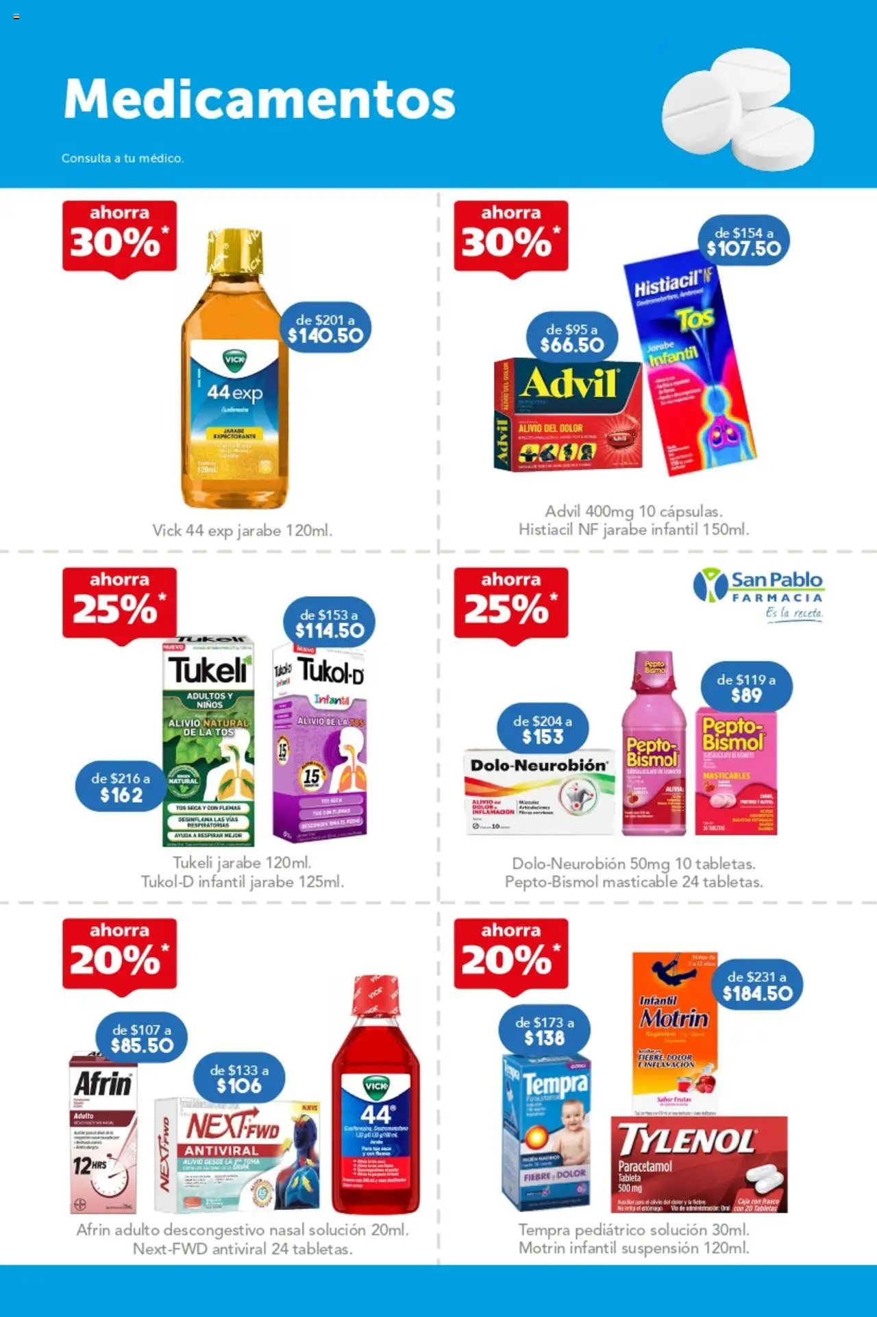 Nuevas ofertas de Farmacia San Pablo válidas en toda la República Mexicana desde el 12.10.2025. ¡Encuentra las mejores ofertas en Farmacia San Pablo - Catálogo! | Página: 2 | Productos: Frasco, Caja, Tableta