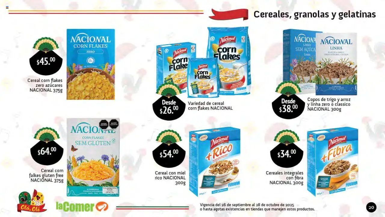 Nuevas ofertas de La Comer válidas en toda la República Mexicana desde el 26.09.2025. ¡Encuentra las mejores ofertas en La Comer folleto Olá, Olé! | Página: 20 | Productos: Arroz, Cereales