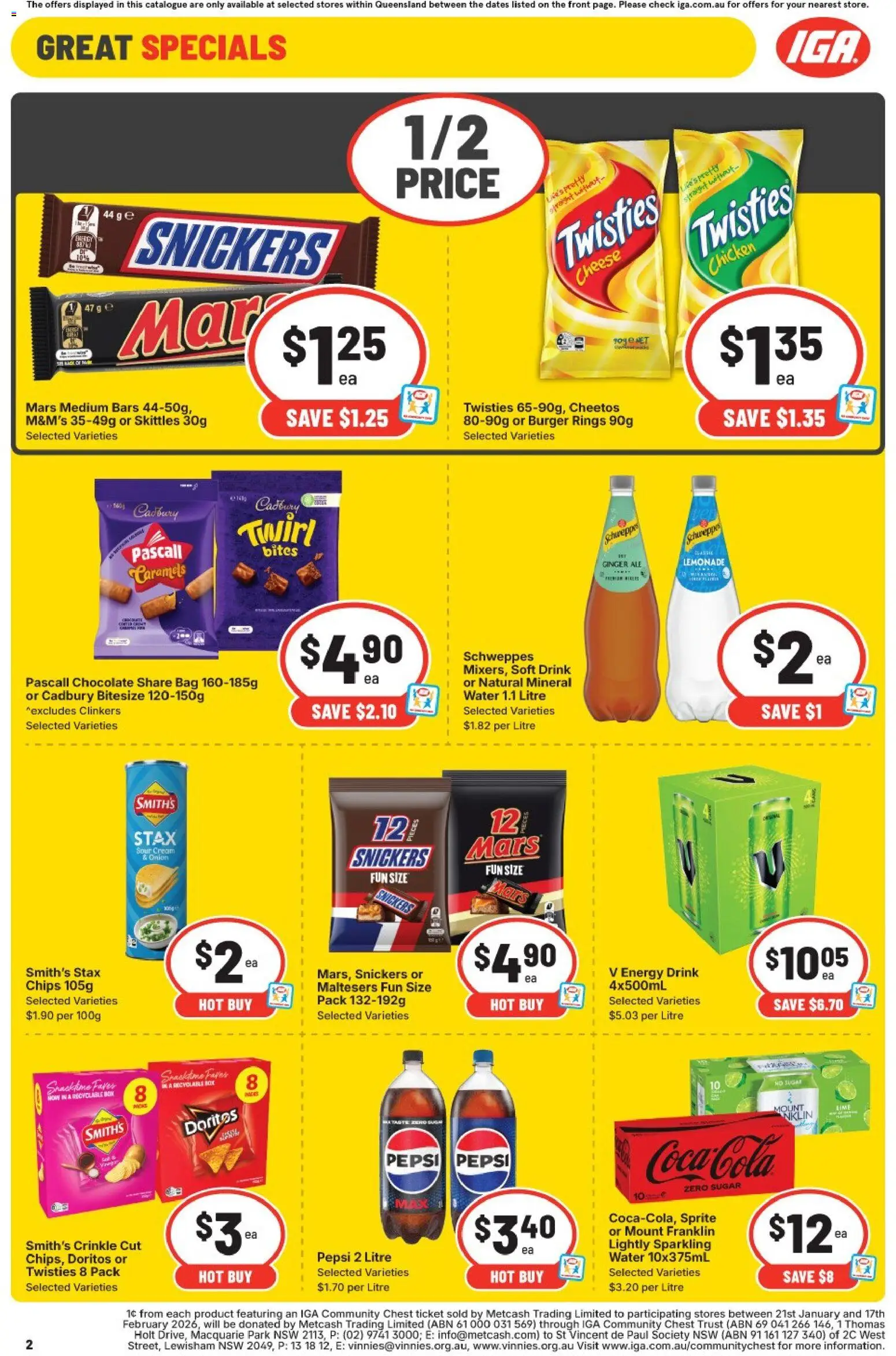IGA catalogue - valid from 28.01.2026 | Page: 2 | Products: Energy drink, Chocolate, Water, Bag