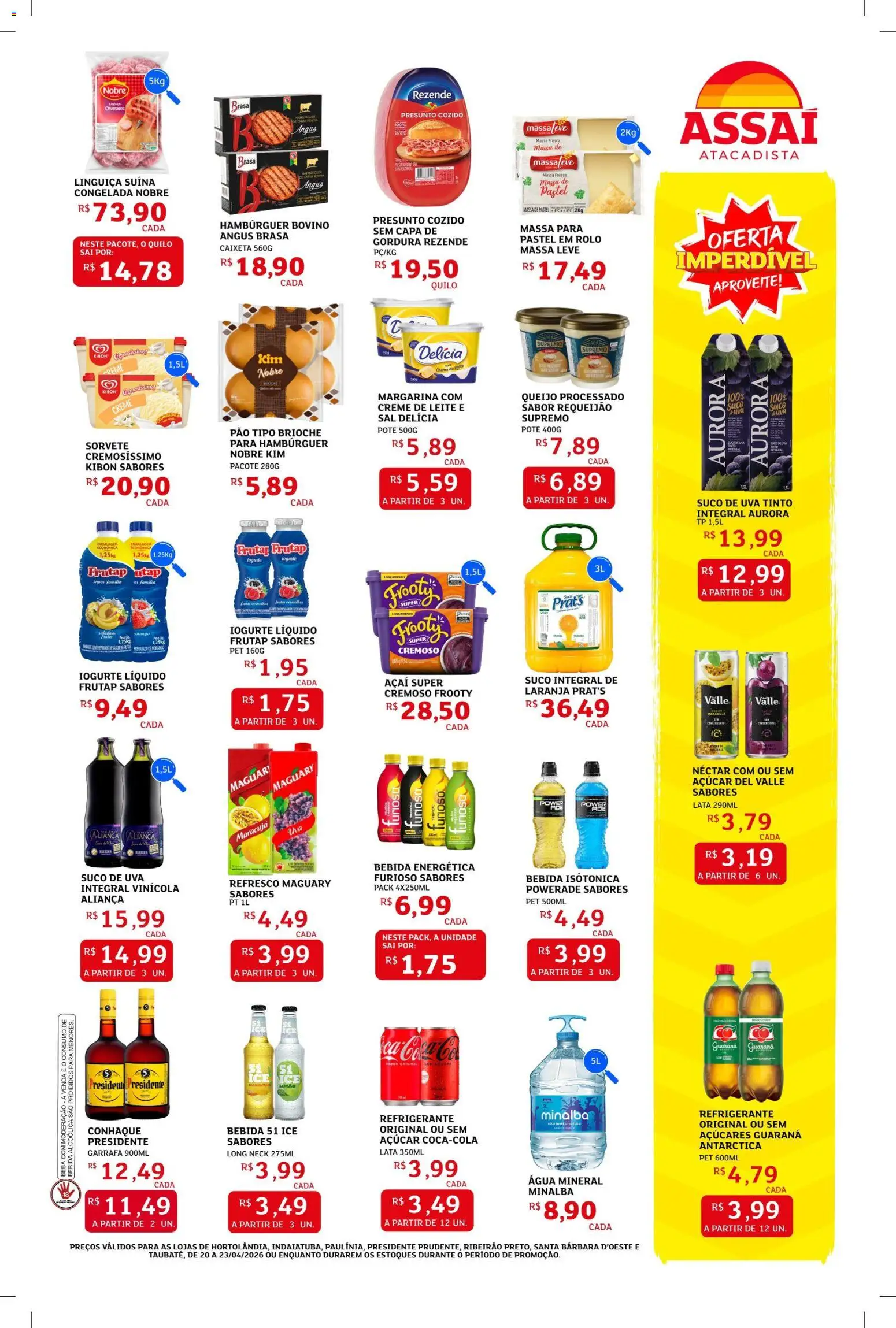 Assaí Atacadista Folheto - válido de 20.04.2026 | Página: 3 | Produtos: Rolo, Leite, Presunto, Massa de pastel