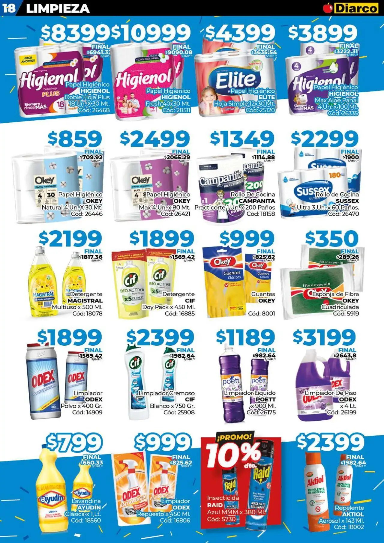 Diarco ofertas │ válido desde el 11.08.2025 | Página: 18 | Productos: Papel higiénico, Cocina, Agua, Limpiador