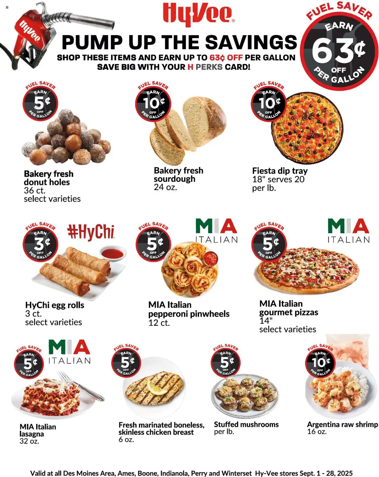 HyVee September Specials - valid from 01.09.2025 | Page: 1 | Products: Bakery, Mushrooms, Pump