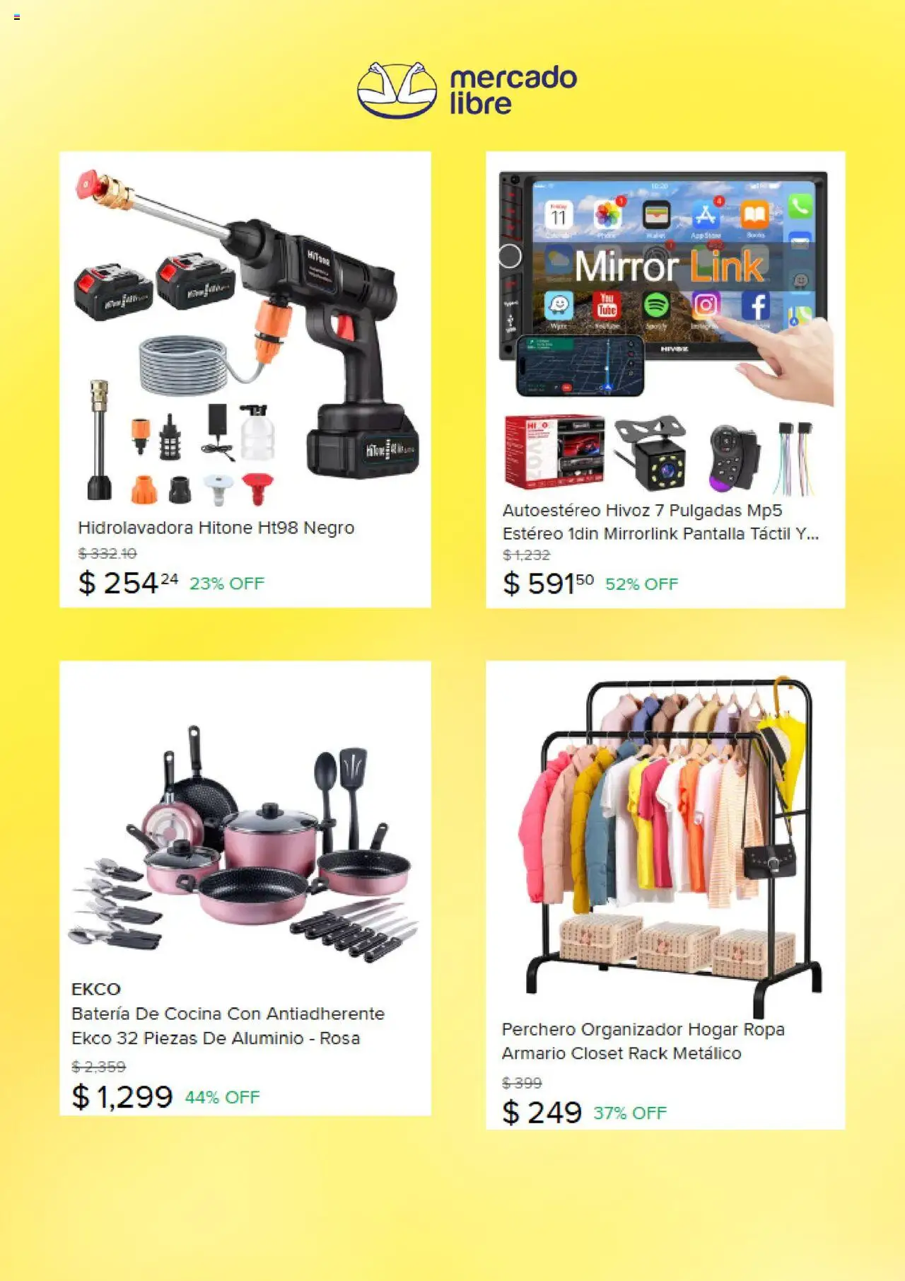 Nuevas ofertas de Mercado Libre válidas en toda la República Mexicana desde el 01.10.2025. ¡Encuentra las mejores ofertas en Mercado Libre - Catálogo! | Página: 4 | Productos: Hidrolavadora, Organizador, Cocina, Perchero