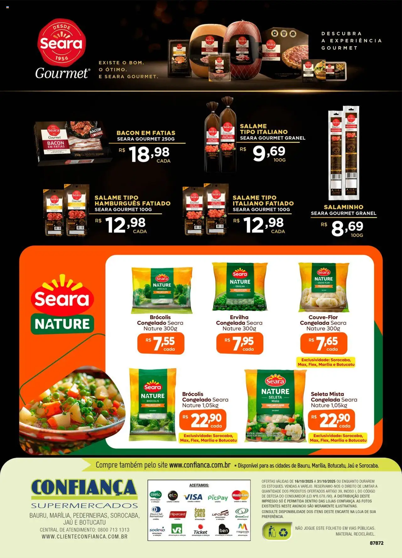 Confiança Folheto - válido de 16.10.2025 | Página: 2 | Produtos: Ervilha, Salame, Brócolis, Couve