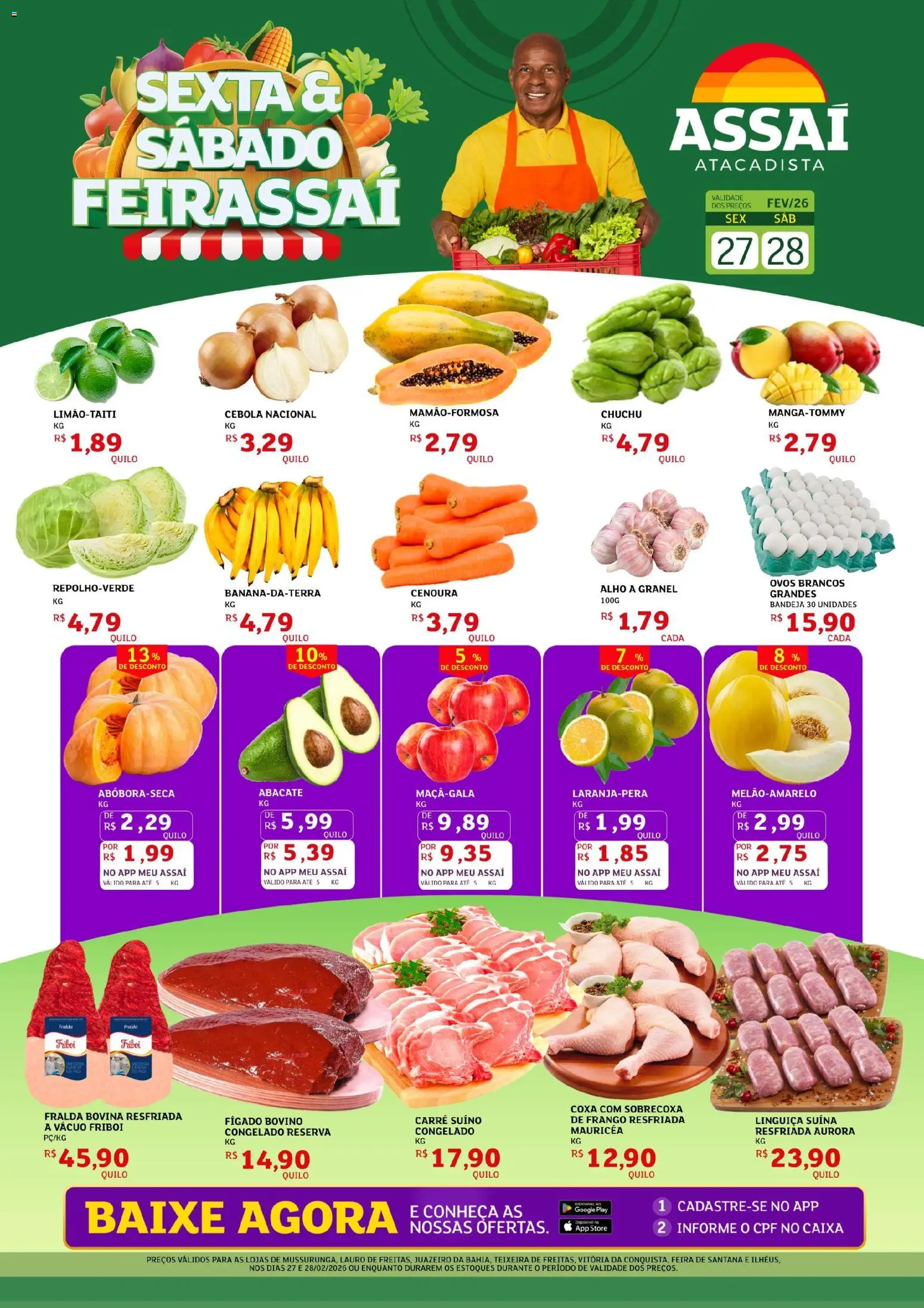 Assaí Atacadista Folheto - válido de 27.02.2026 | Página: 1 | Produtos: Chuchu, Caixa, Ovos, Cenoura