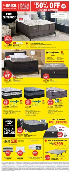 Preview of The Brick weekly flyer / circulaire from shop The Brick valid from 13.01.2026 | Page: 12 | Products: Bed, Mattress, Pillow