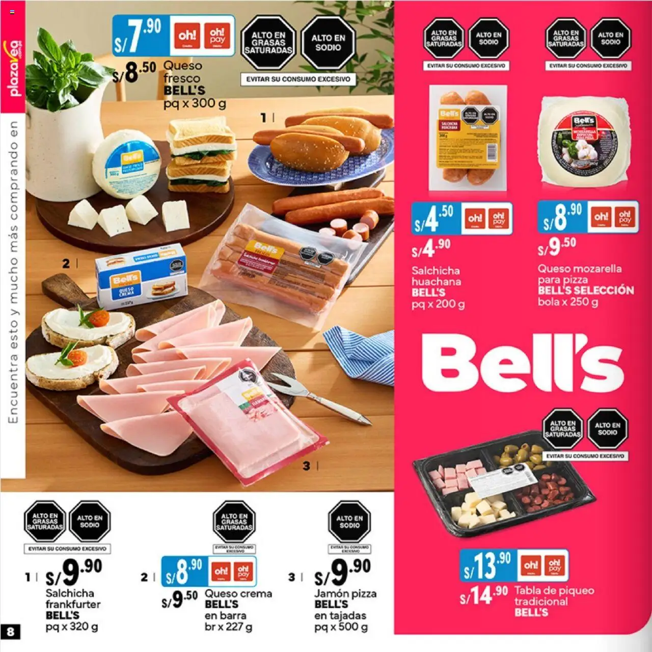Catálogo Plaza Vea válido desde 16.06.2025 | Página: 8 | Productos: Queso, Jamón, Pizza, Crema
