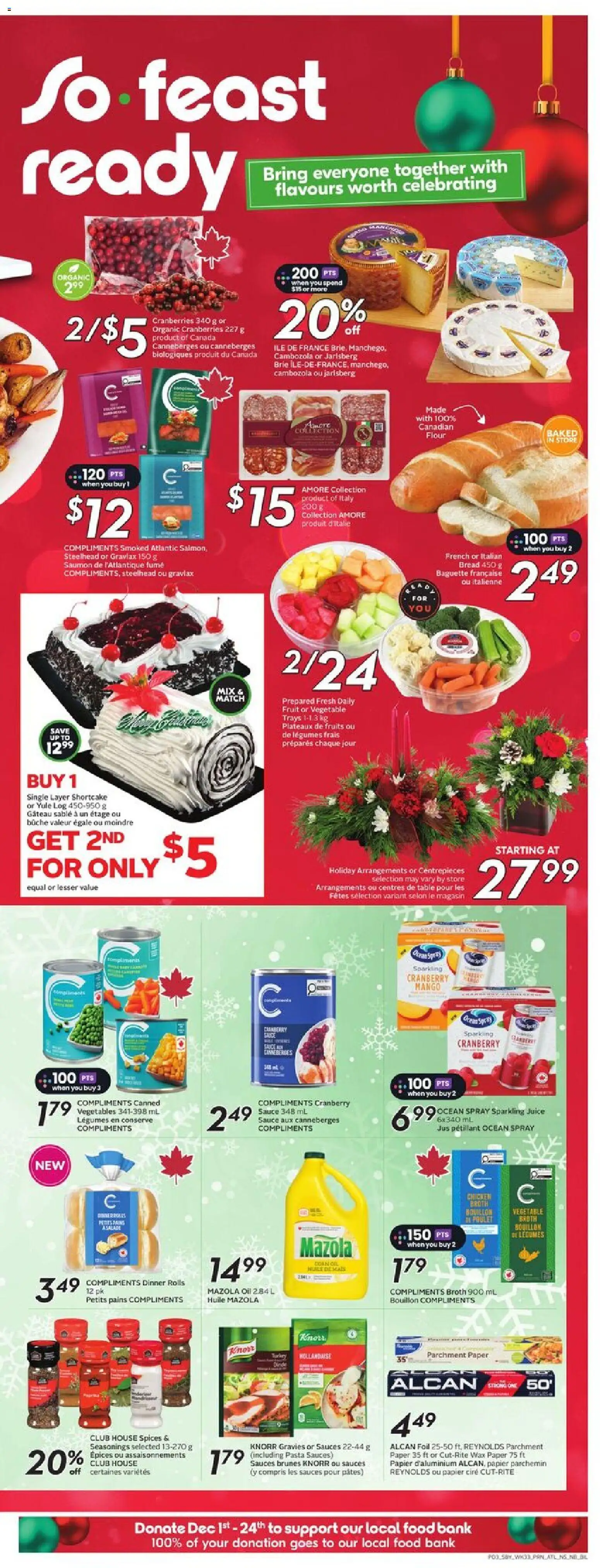 Sobeys flyer valid from 11.12.2025 | Page: 6 | Products: Pasta, Table, Bread, Juice
