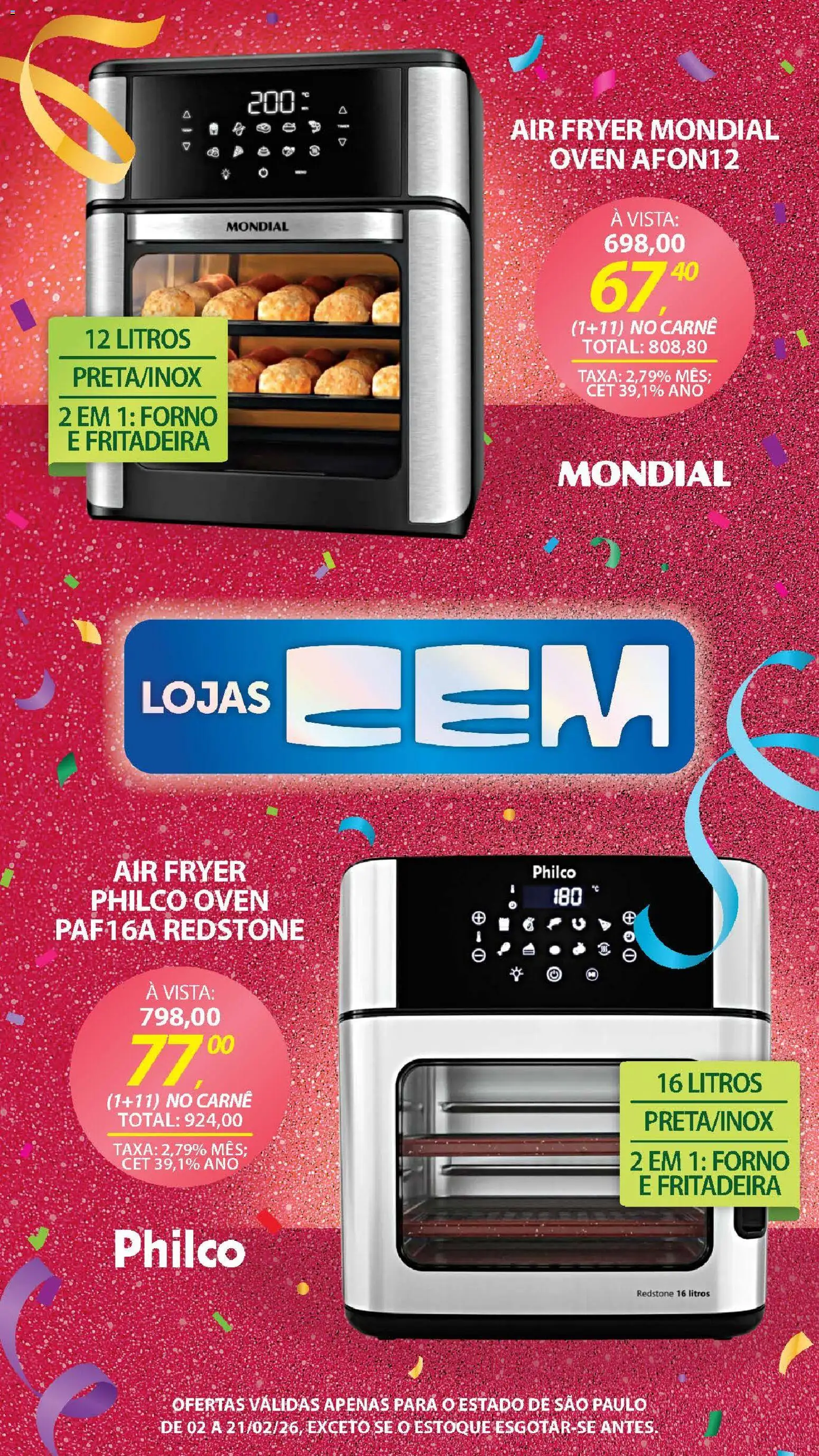 Lojas Cem Folheto - válido de 02.02.2026 | Página: 85 | Produtos: Forno, Air fryer, Carne