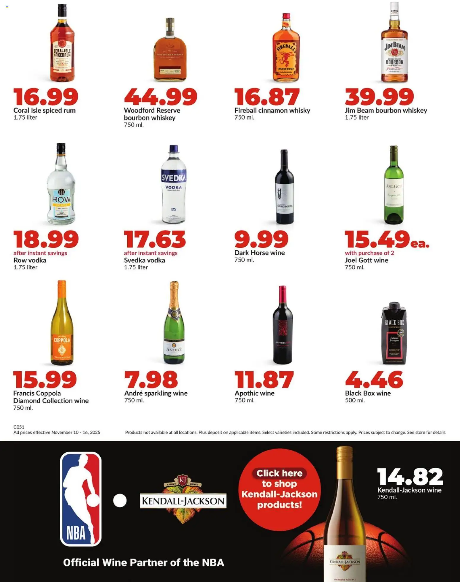 HyVee Weekly Ad - valid from 10.11.2025 | Page: 45 | Products: Box, Wine, Vodka, Whiskey