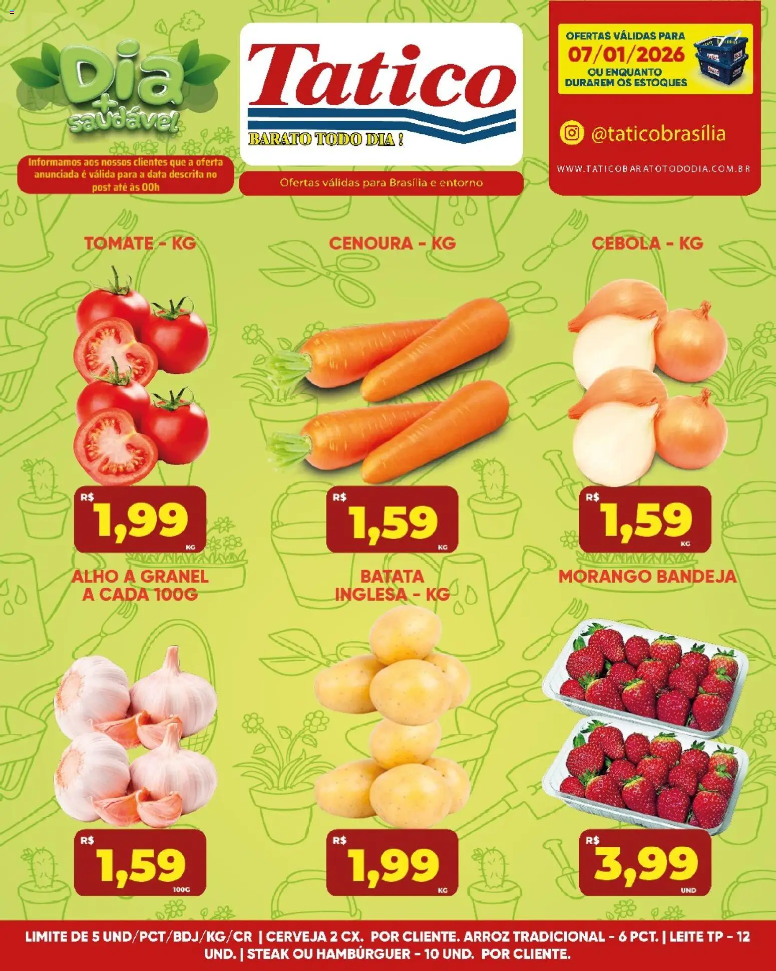 Tatico Folheto - válido de 07.01.2026 | Página: 13 | Produtos: Leite, Cerveja, Hambúrguer, Batata