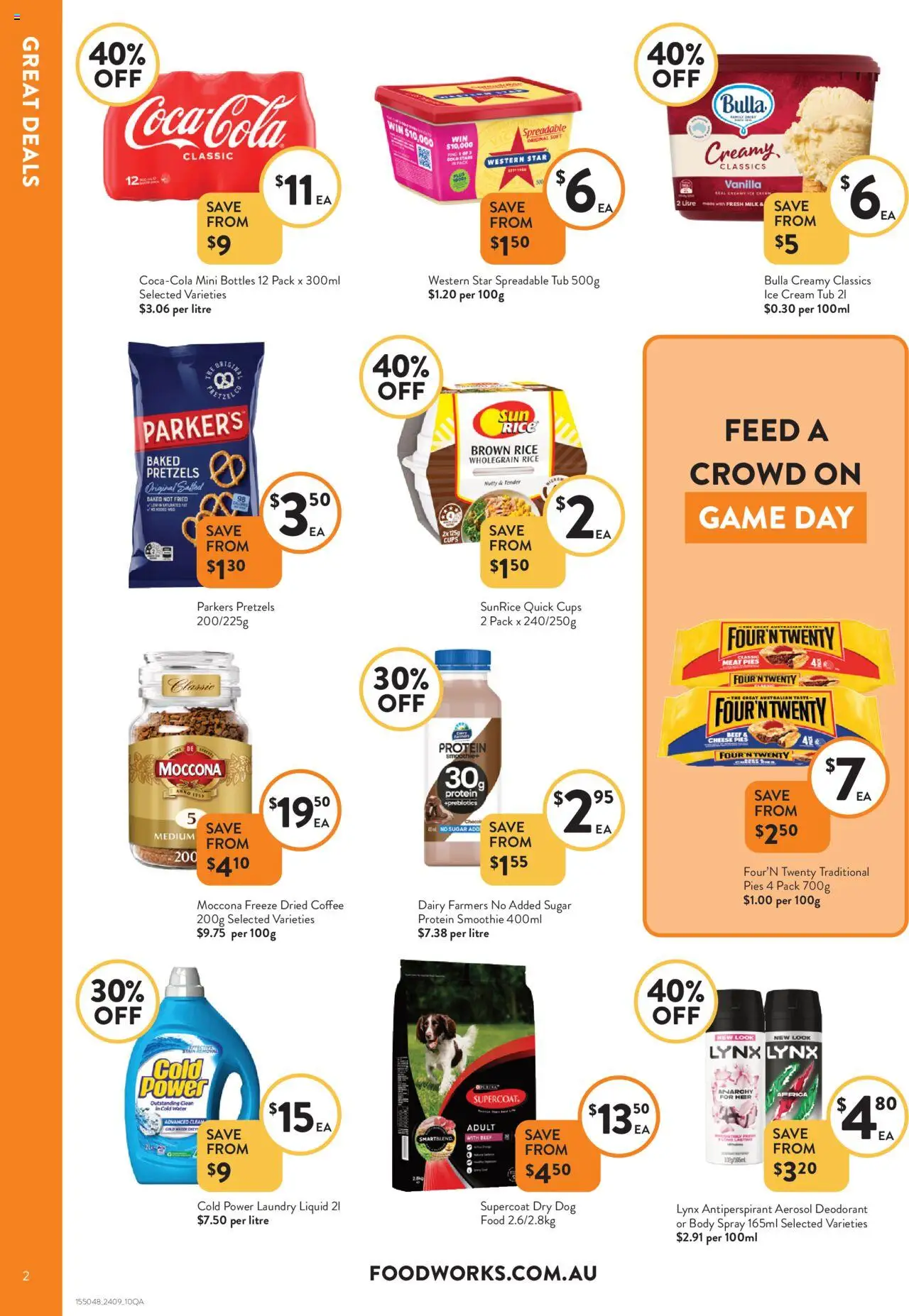 Foodworks catalogue - valid from 24.09.2025 | Page: 2 | Products: Milk, Cream, Laundry, Game