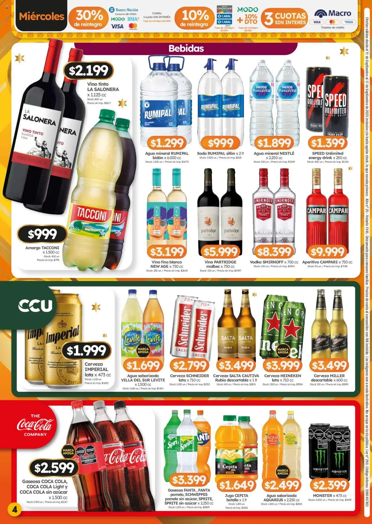 Cordiez - Ofertas │ válido desde el 11.09.2025 | Página: 4 | Productos: Azucar, Soda, Agua, Agua saborizada