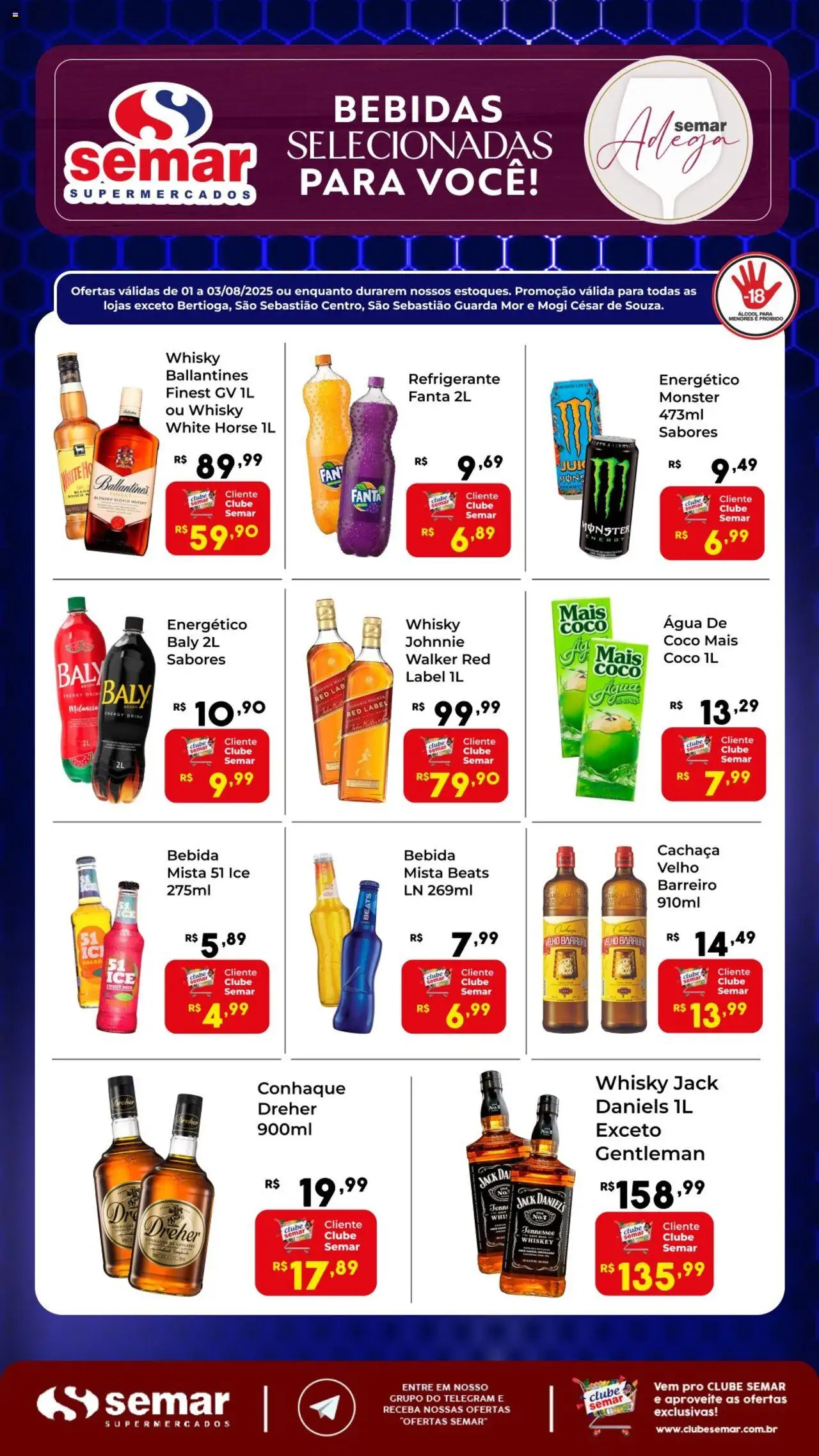 Semar Supermercado Folheto - válido de 01.08.2025 | Página: 1 | Produtos: Coco, Cachaça, Refrigerante, Monster
