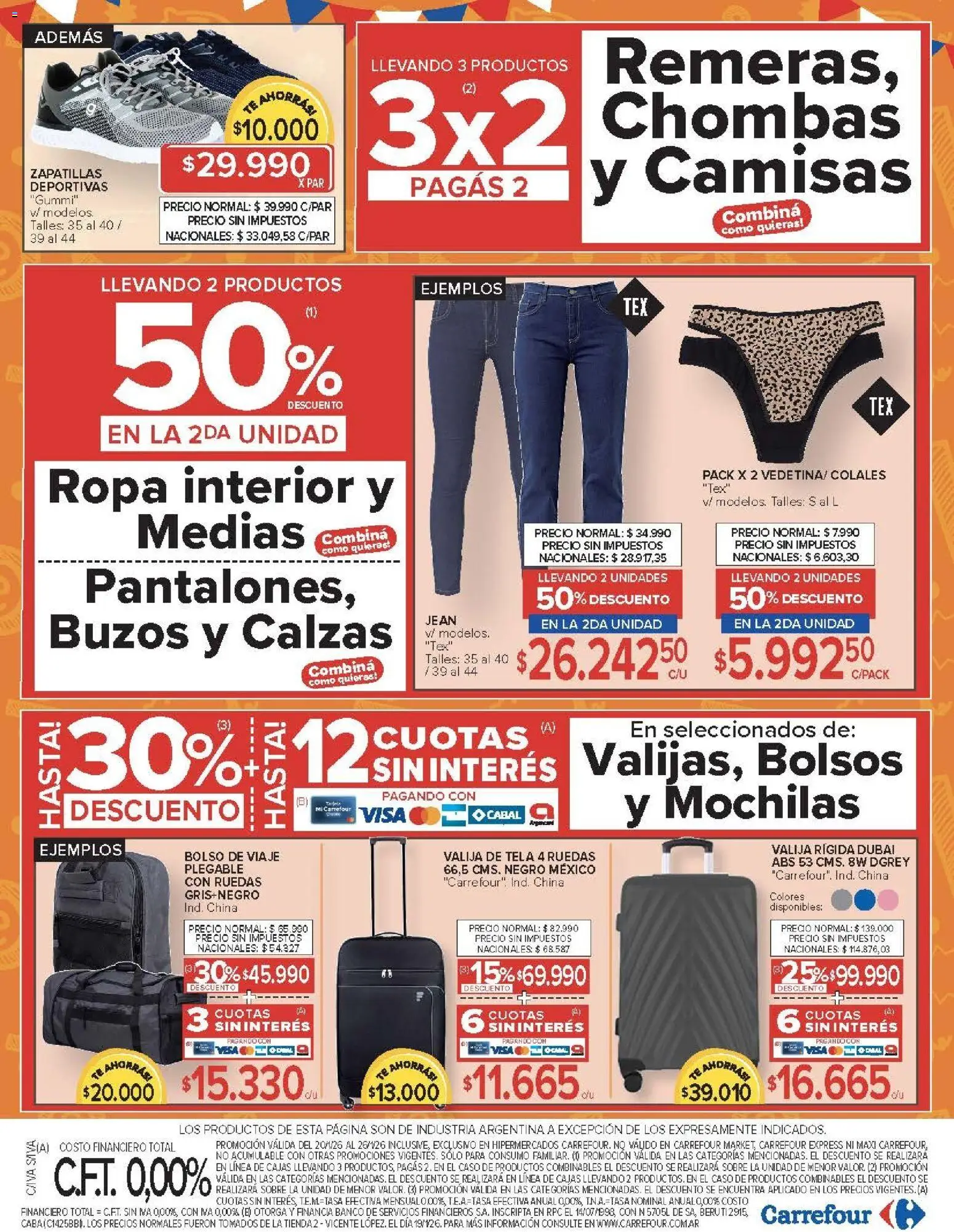 Carrefour ofertas │ válido desde el 20.01.2026 | Página: 25 | Productos: Jean, Ropa interior, Medias, Zapatillas deportivas