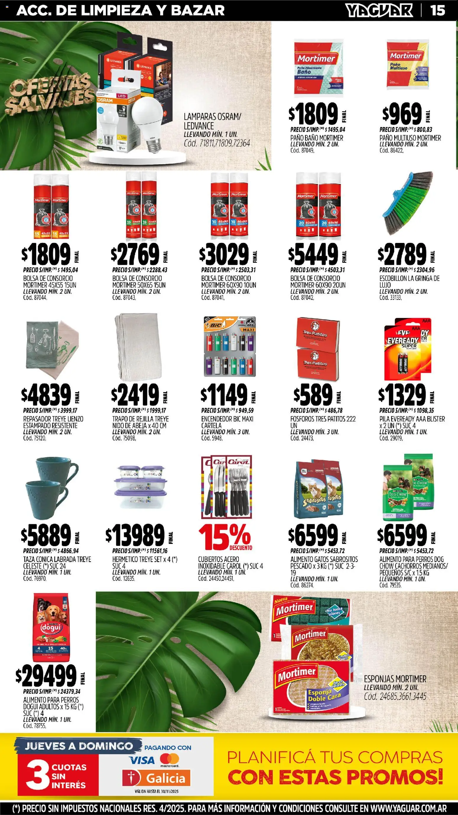 Yaguar - General Roca │ válido desde el 03.11.2025 | Página: 17 | Productos: Fósforos, Pila, Pescado, Escobillon