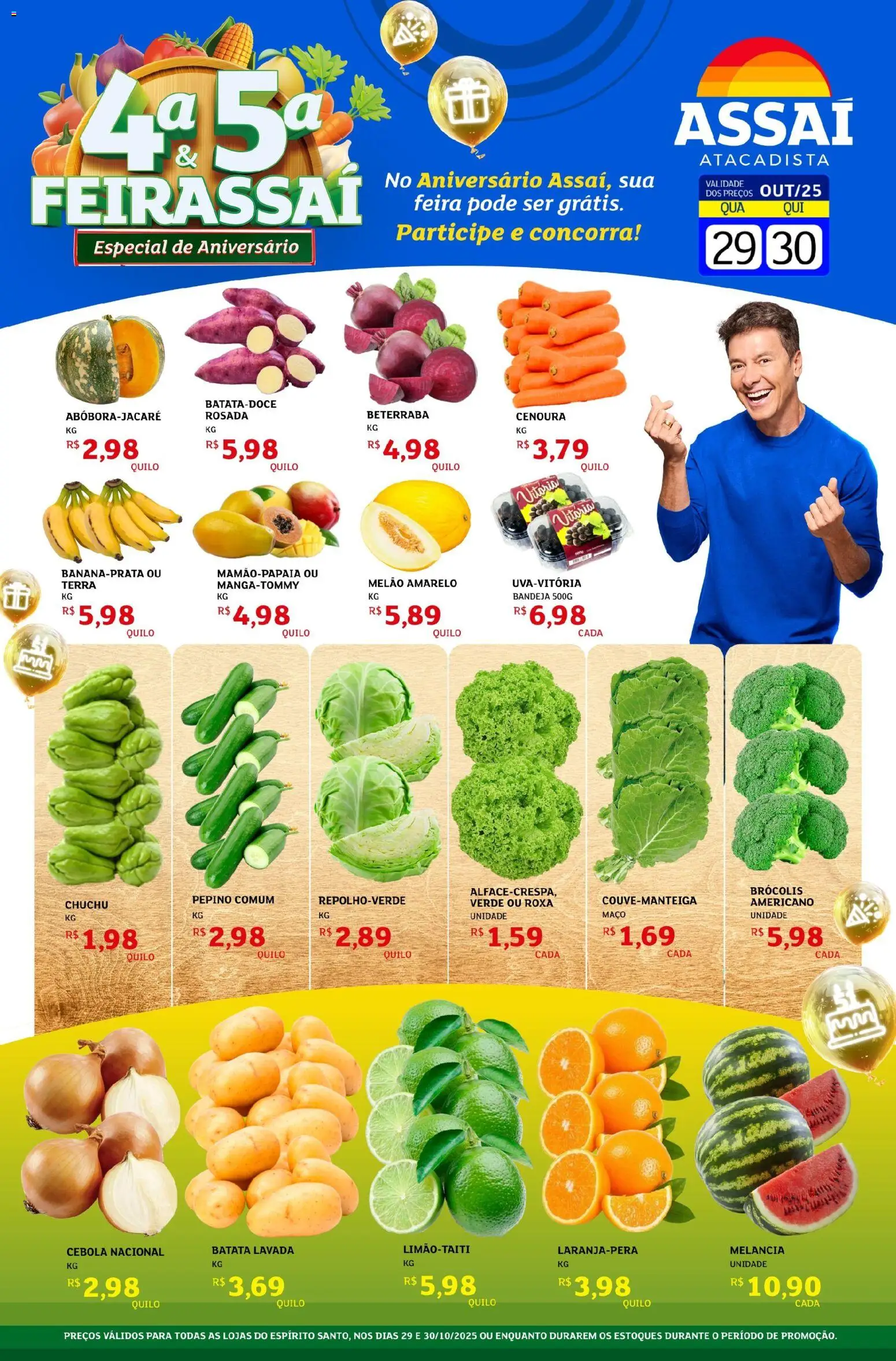 Assaí Atacadista Folheto - válido de 29.10.2025 | Página: 1 | Produtos: Melão, Cenoura, Bandeja, Batata