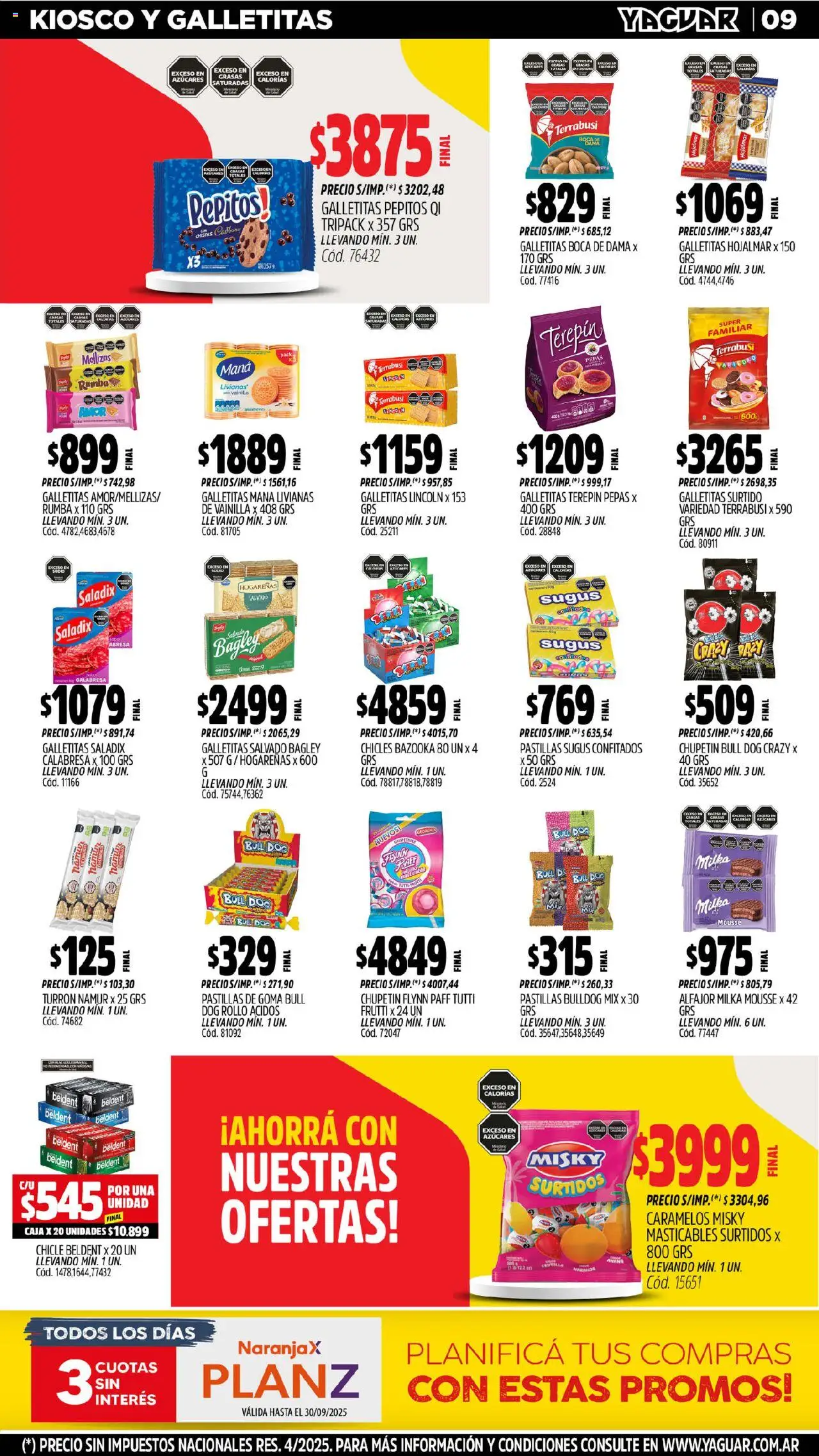 Yaguar - Trelew │ válido desde el 08.09.2025 | Página: 11 | Productos: Chicles, Caja, Alfajor, Turrón