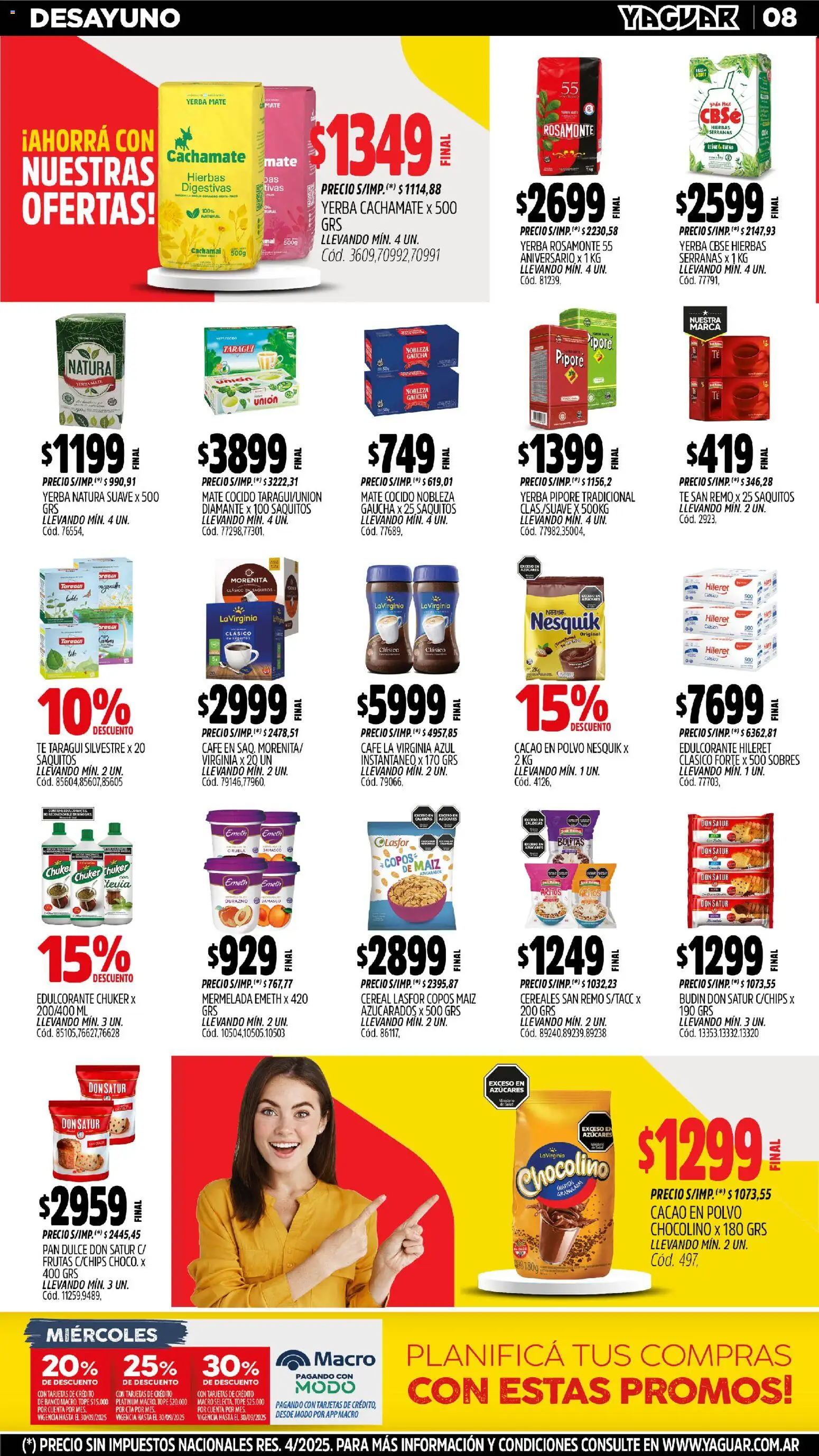 Yaguar - Parque Chacabuco │ válido desde el 27.10.2025 | Página: 8 | Productos: Copos, Banco, Polvo, Mermelada