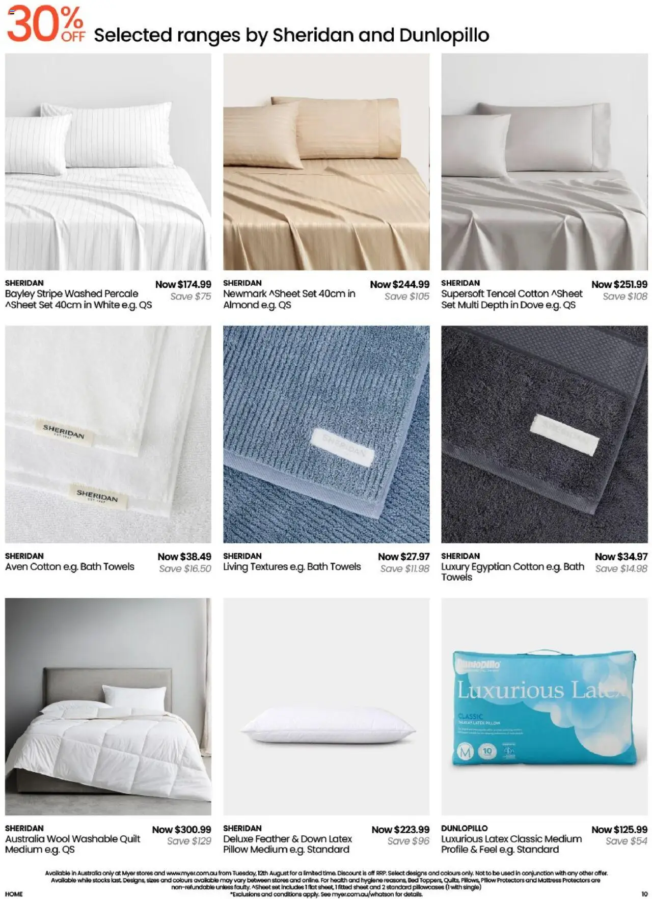 Myer catalogue - valid from 12.08.2025 | Page: 10 | Products: Towels, Bed, Mattress, Pillow