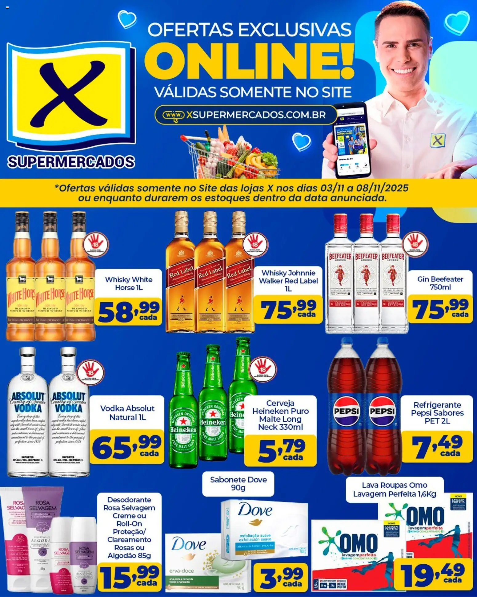 X Supermercados Folheto - válido de 03.11.2025 | Página: 1 | Produtos: Cerveja, Heineken, Creme, Algodão