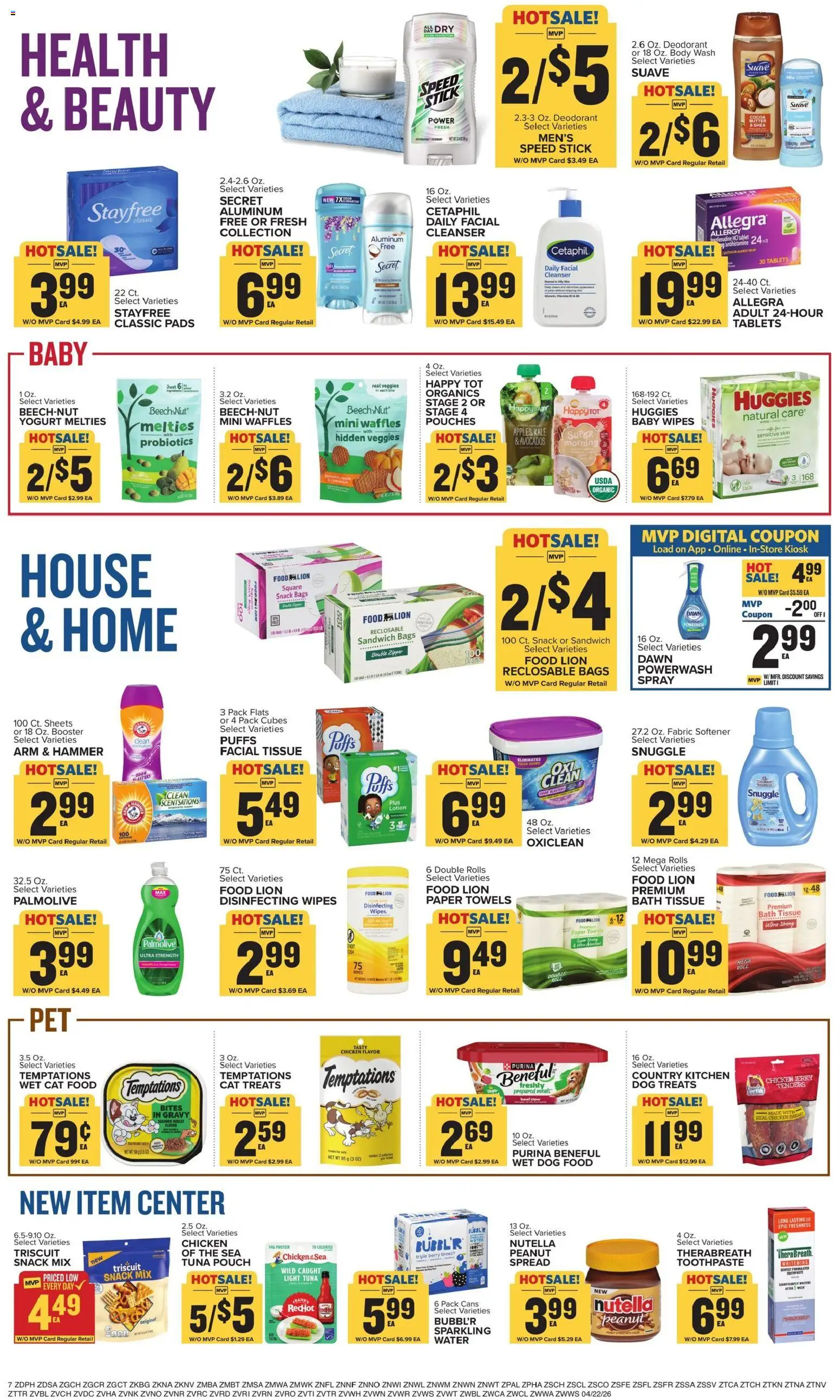 Food Lion Weekly Ad - valid from 22.04.2026 | Page: 14 | Products: Probiotics, Kale, Dog Treats, Hammer