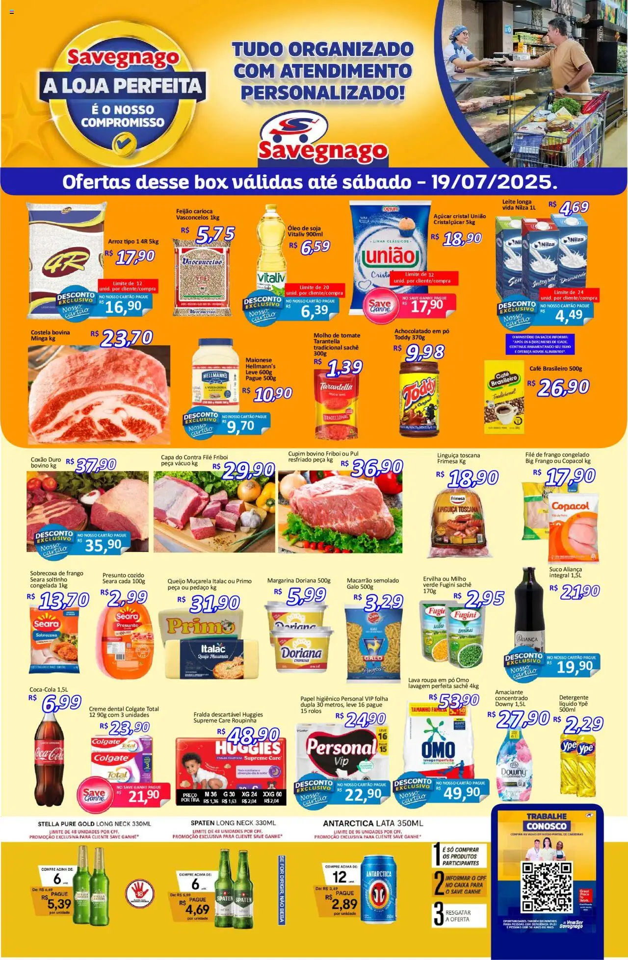 Savegnago Folheto - válido de 17.07.2025 | Página: 1 | Produtos: Achocolatado, Muçarela, Fralda descartável huggies, Macarrão