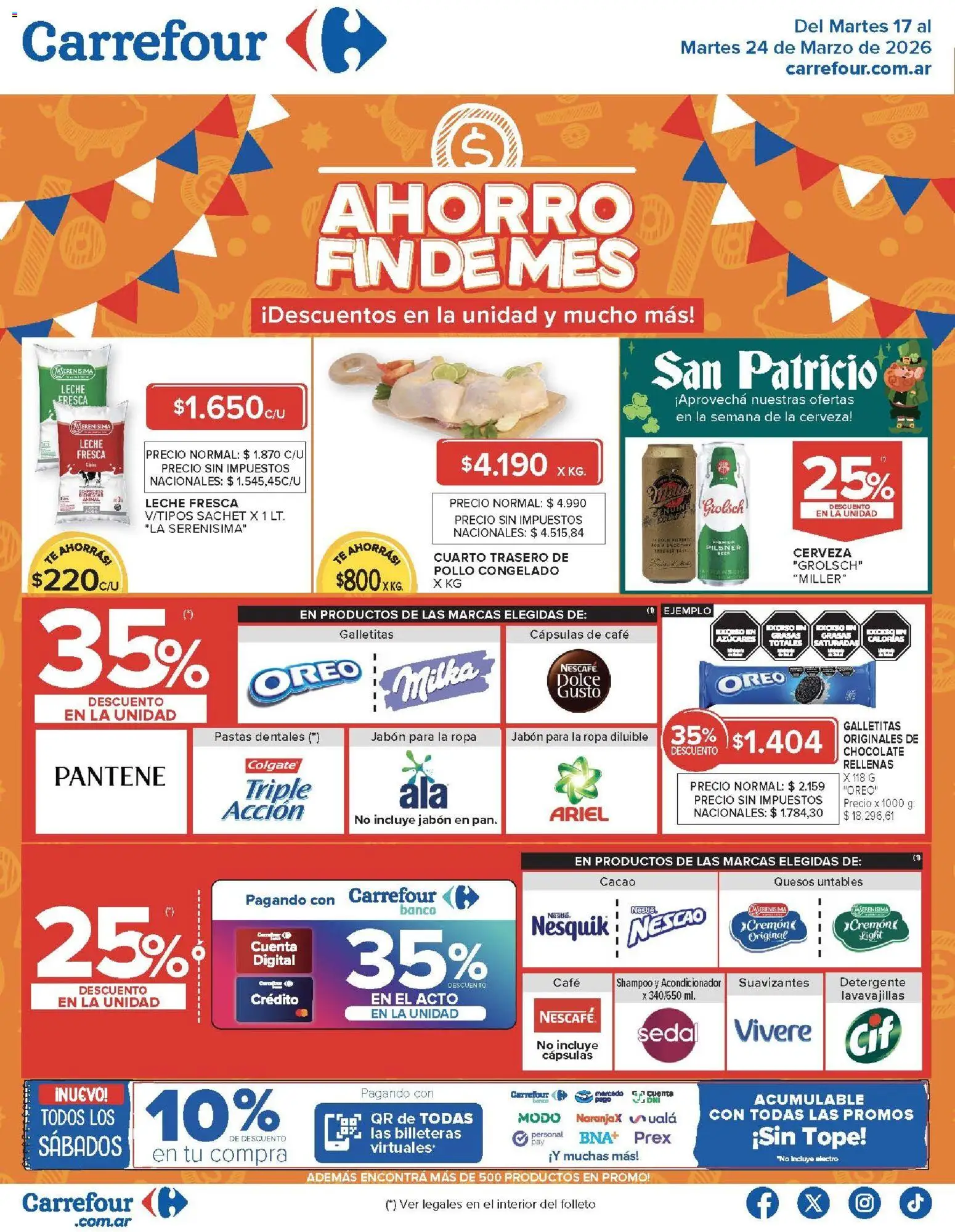 Carrefour ofertas │ válido desde el 17.03.2026 | Página: 1 | Productos: Banco, Galletitas, Detergente, Leche