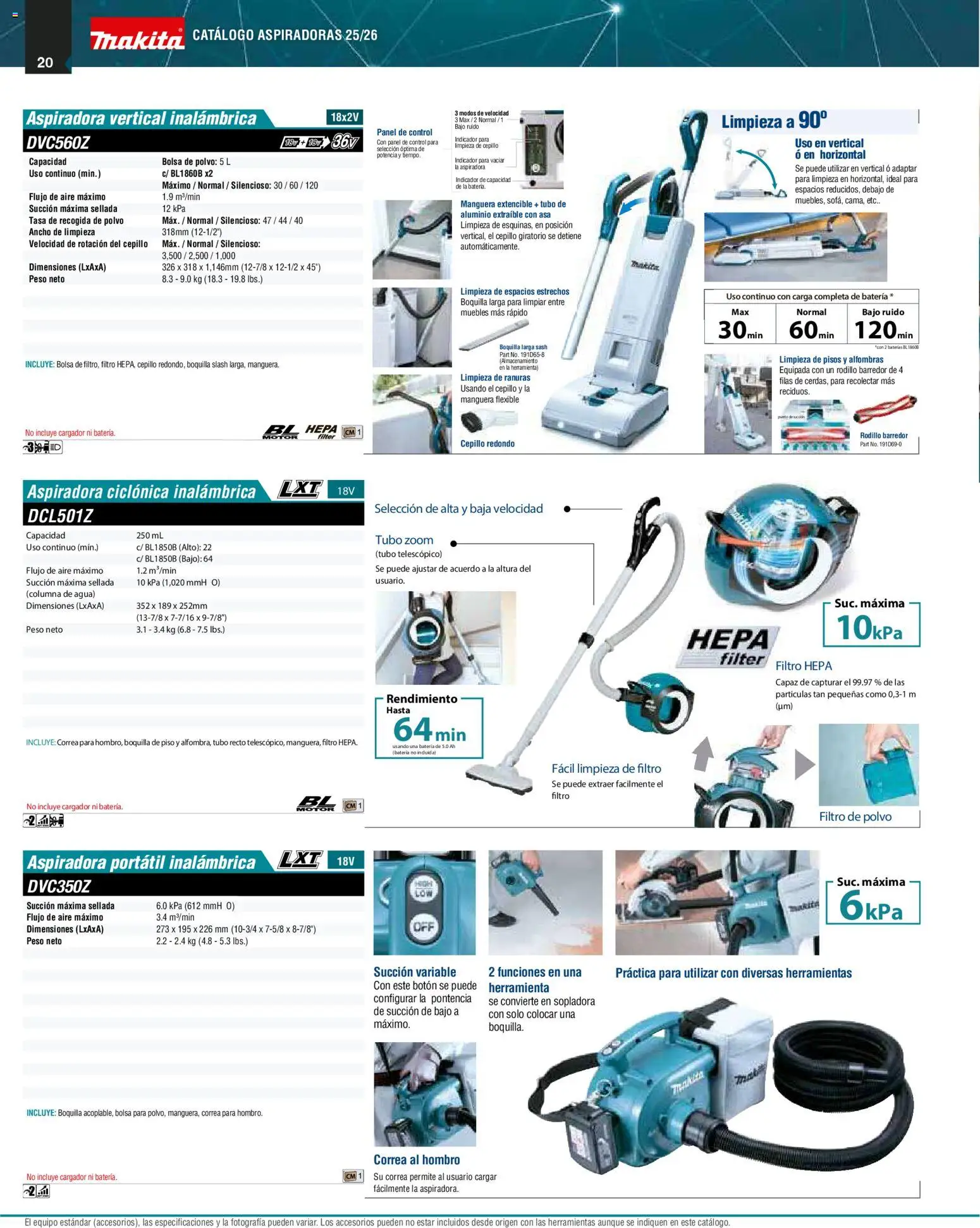 Nuevas ofertas de Makita válidas en toda la República Mexicana desde el 01.12.2025. ¡Encuentra las mejores ofertas en Makita catálogo Aspiradoras! | Página: 20 | Productos: Bolsa, Cepillo, Cargador, Polvo