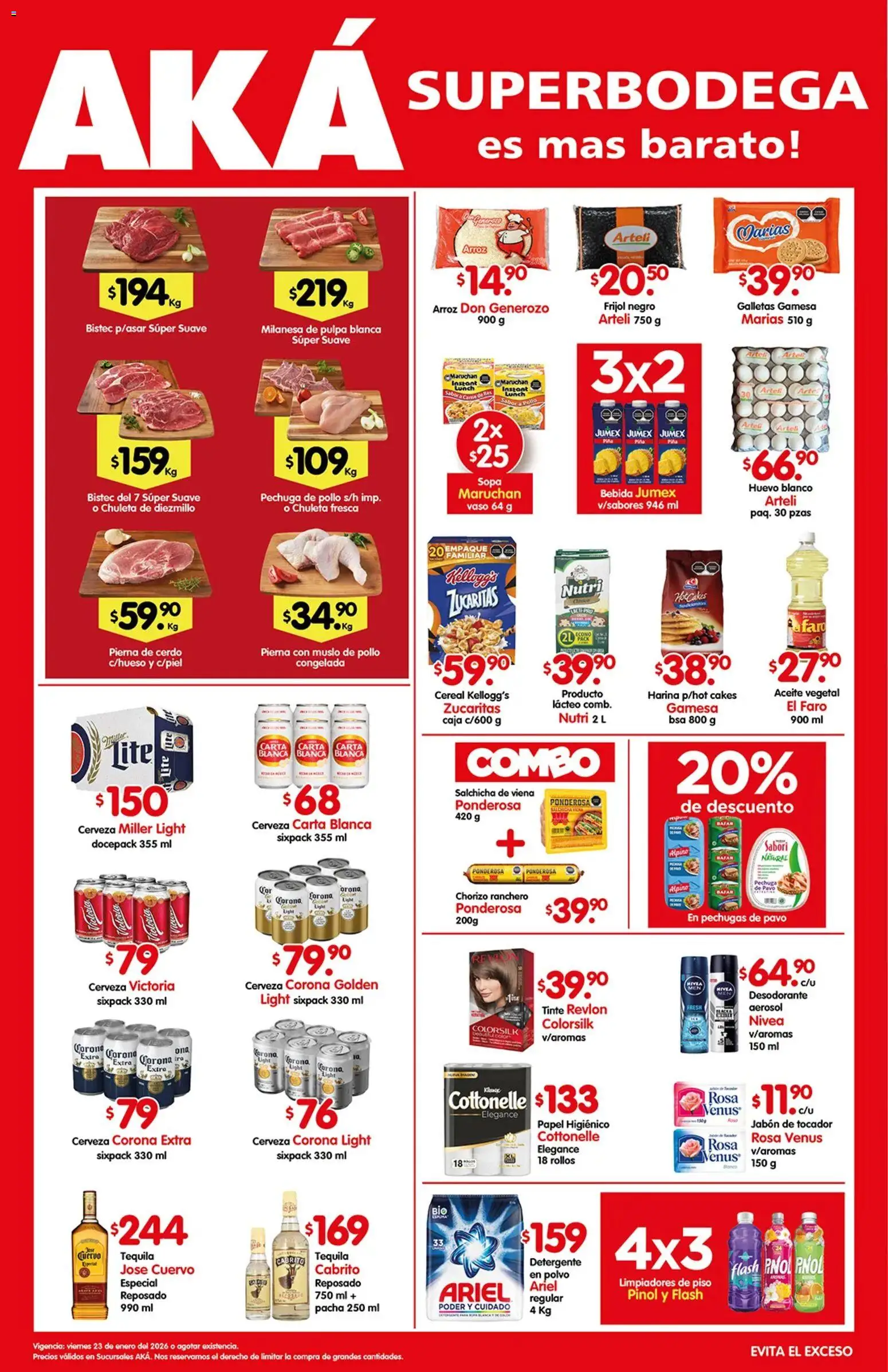 Nuevas ofertas de Arteli válidas en toda la República Mexicana desde el 23.01.2026. ¡Encuentra las mejores ofertas en Arteli folleto Aká Superbodegas Foraneas! | Página: 1 | Productos: Pollo, Detergente, Milanesa, Aceite