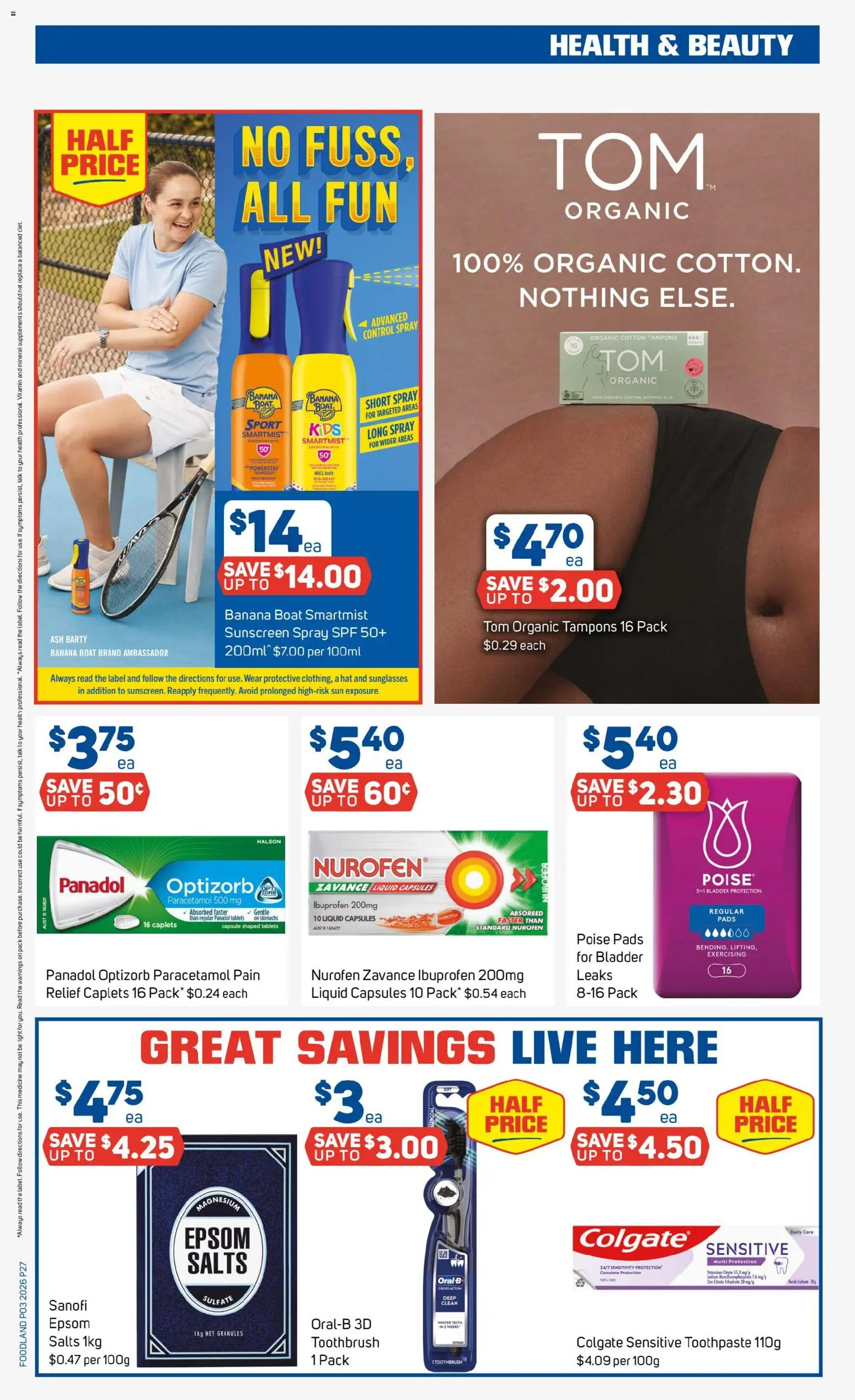 Foodland catalogue - valid from 14.01.2026 | Page: 27 | Products: Sunglasses, Tampons, Tablets, Vitamin