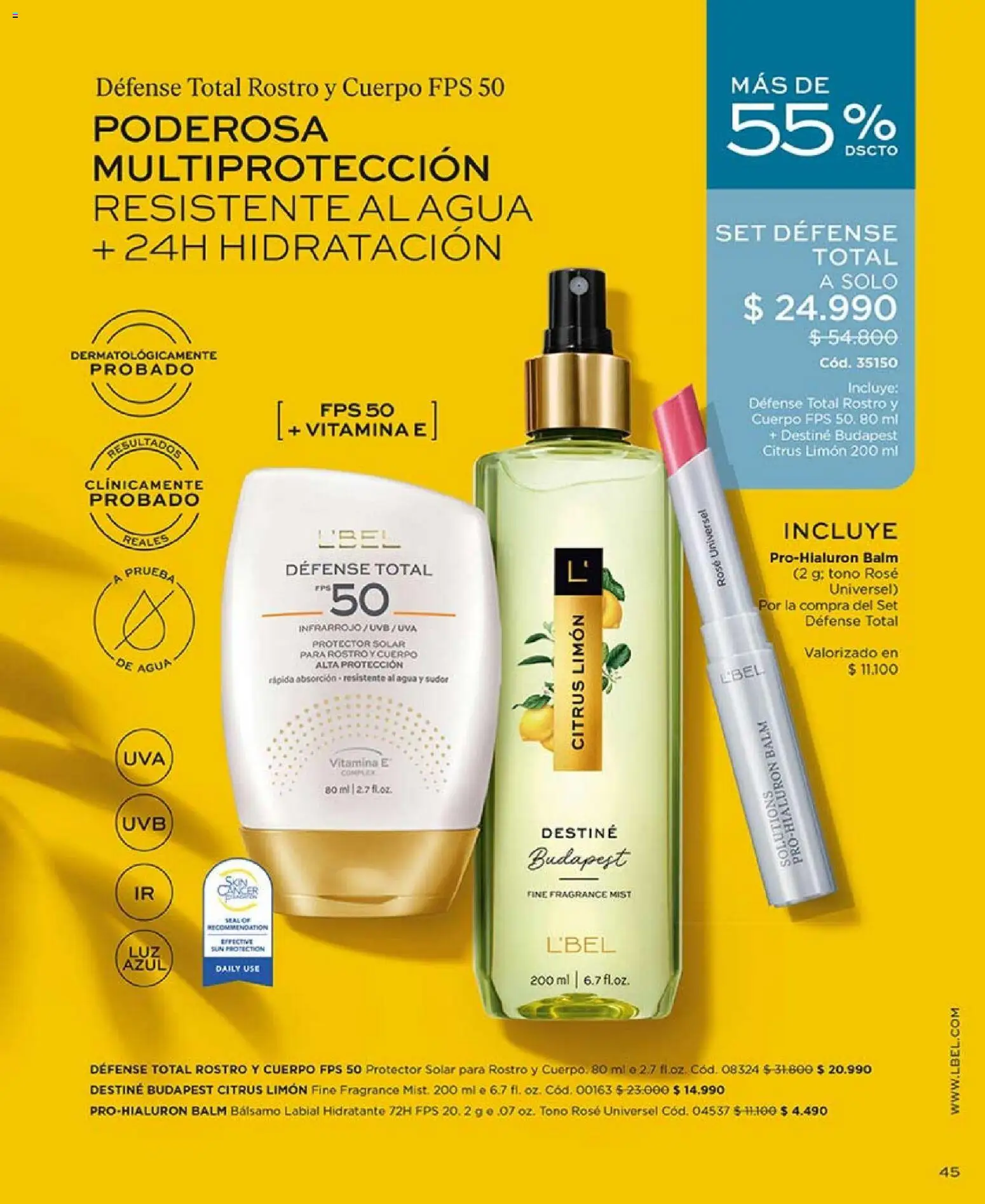Catálogo L'Bel Campaña2x │ válido desde el 16.01.2026 | Página: 45 | Productos: Limón, Bálsamo, Uva, Protector solar